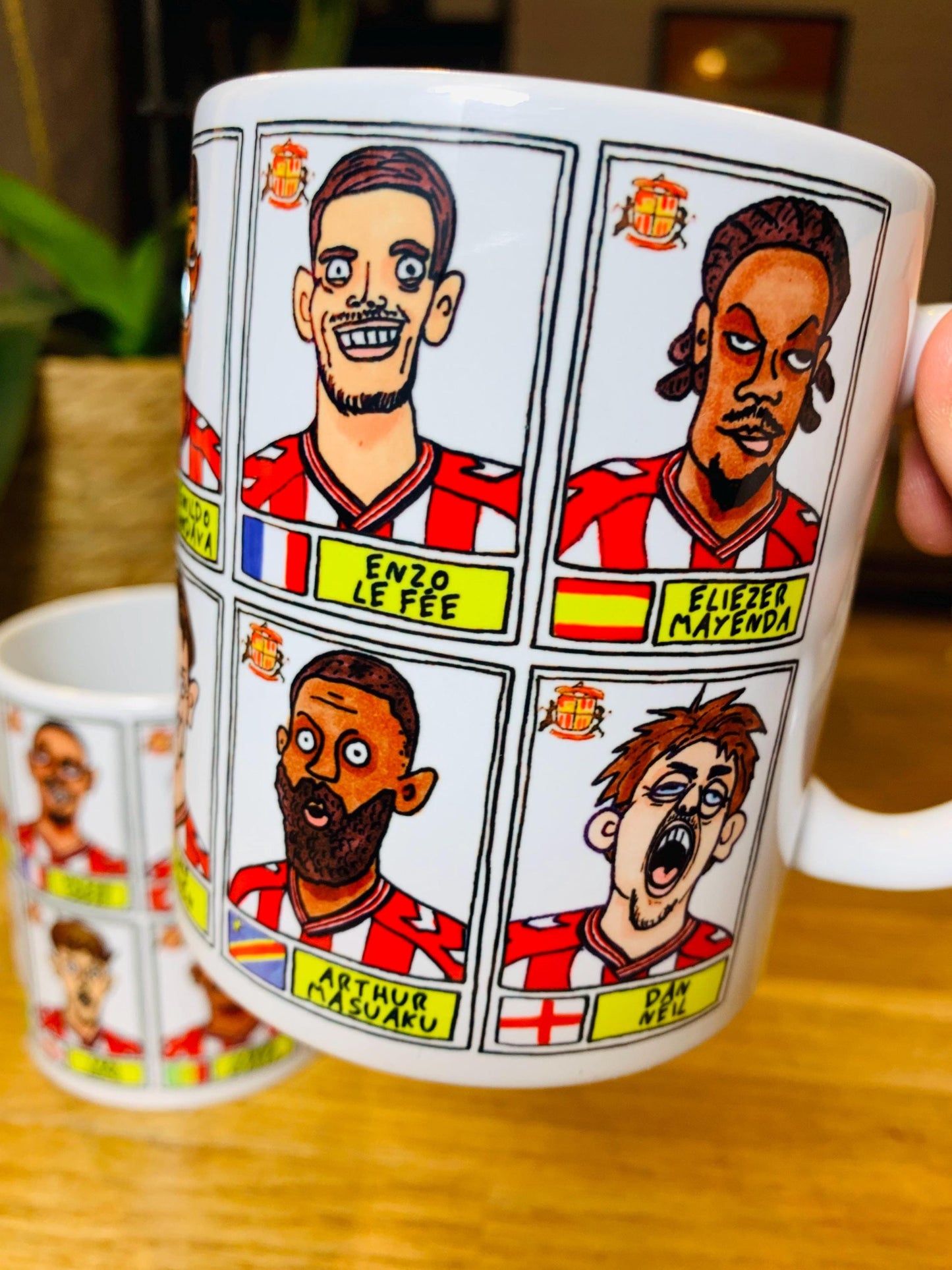 Sunderland Volume 5 - 25/26 Black Cats No Score Draws Mug Set - Set of TWO DIFFERENT 11oz Ceramic Mugs with Wonky Doodles Of SAFC 25/26 Side