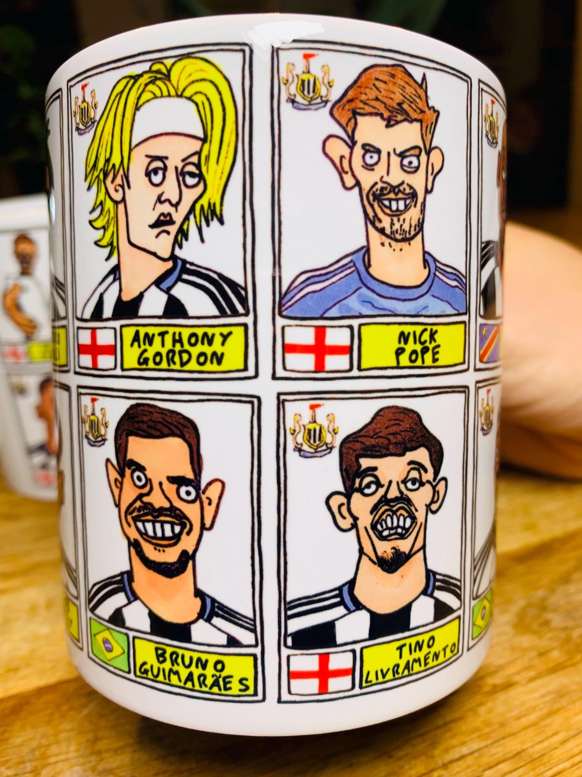 Newcastle United 25/26 - No Score Draws Mug Set - Set of TWO DIFFERENT 11oz Ceramic Mugs with 24 Wonky Panini-Doodles of NUFC 25/26 Magpies