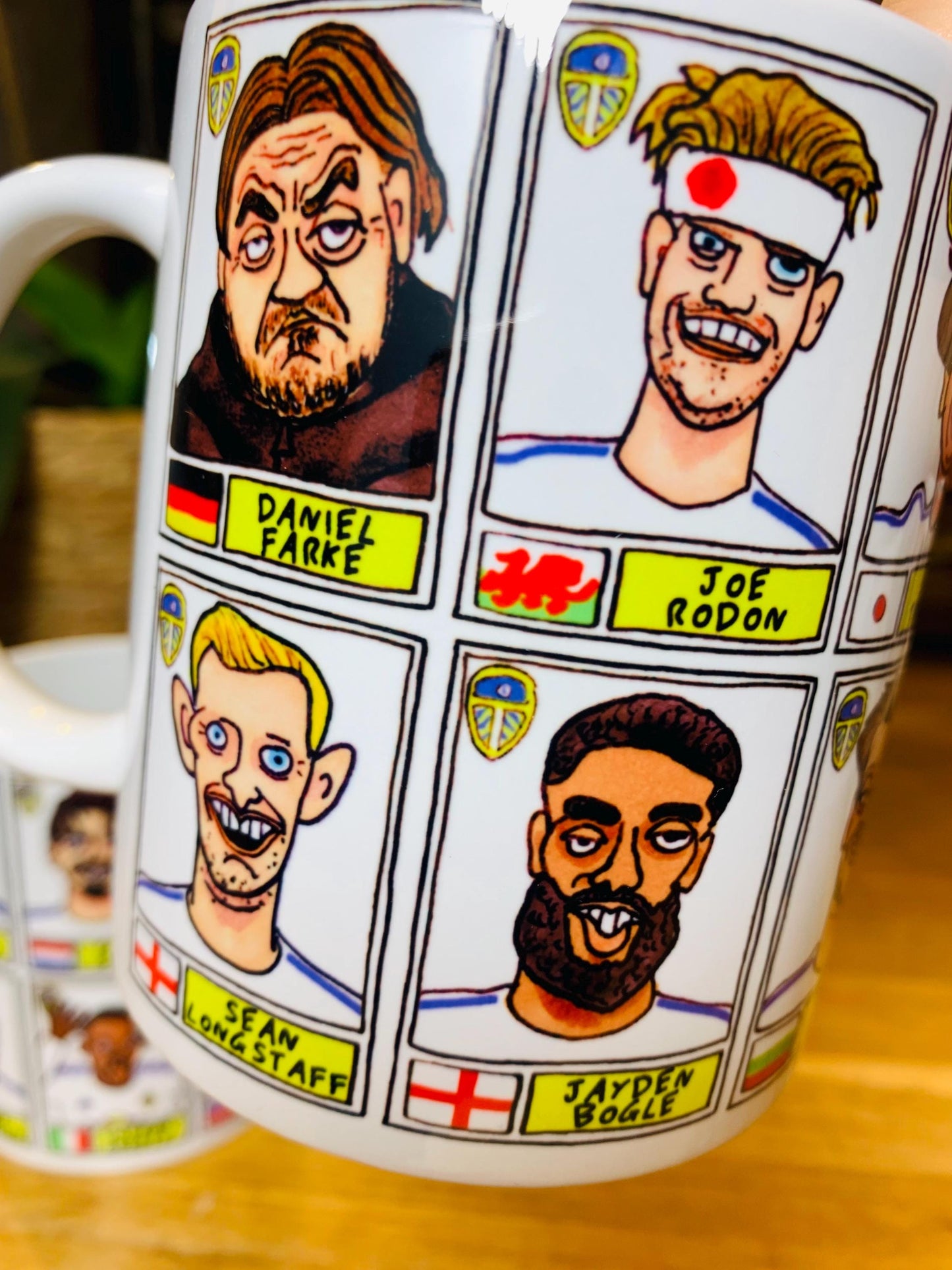 Leeds United Vol 4 No Score Draws Mug Set - Set of TWO 11oz Ceramic Mugs with Wonky Panini-Doodles Of LUFC's 24/25 Promotion Winning Squad