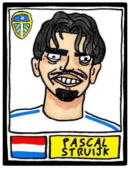 Leeds Utd 25/26 - No Score Draws Farkeball 25/26 Edition - A3 print of 26 Wonky Hand-Drawn Panini-doodles Of Daniel Farke's LUFC PL Squad