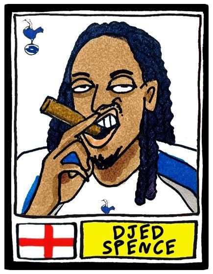 Spurs 25/26 - No Score Draws COYS 25/26 Edition - A3 print of 28 Wonky Panini-style Football Doodles of Tottenham Hotspur's 25/26 Squad