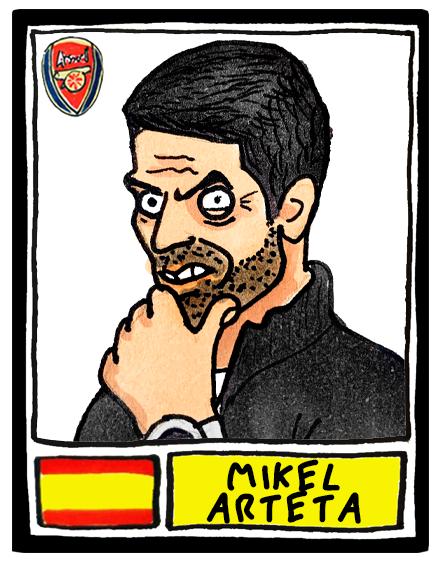 Arsenal Vol 5 - No Score Draws Gunners 25/26 Edition - A3 print of 26 hand-drawn Panini-style wonky doodles of Arteta's Arsenal 25/26 Team