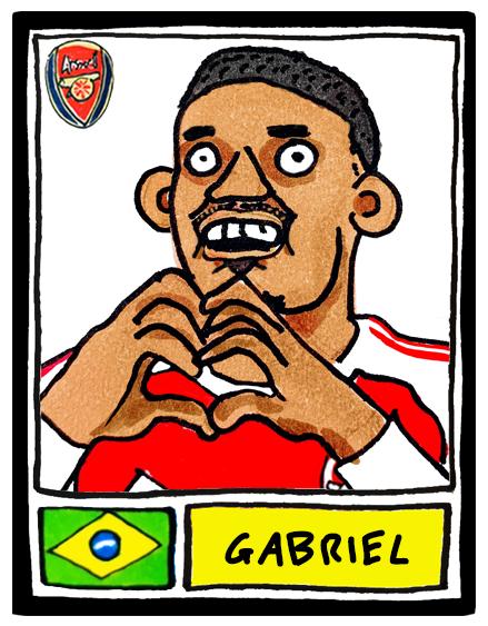 Arsenal Vol 5 - No Score Draws Gunners 25/26 Edition - A3 print of 26 hand-drawn Panini-style wonky doodles of Arteta's Arsenal 25/26 Team