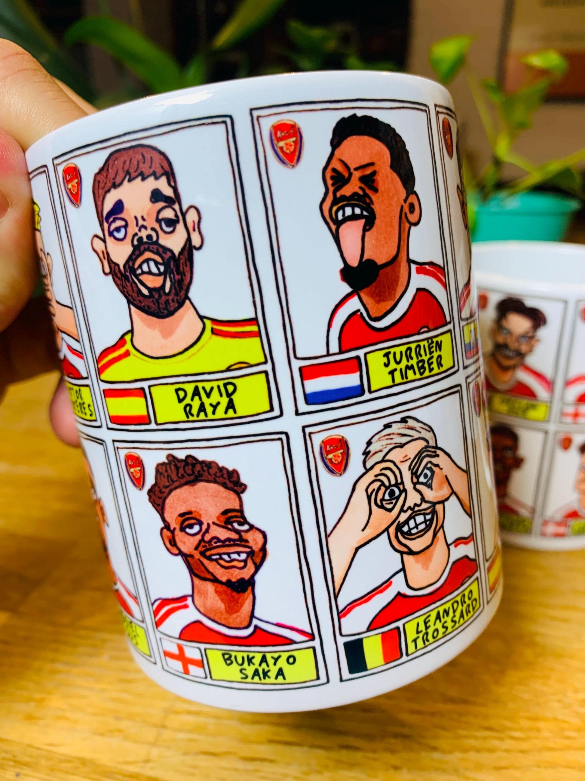 Arsenal Vol 5 Gunners 25/26 No Score Draws Mug Set - Set of TWO DIFFERENT 11oz Mugs with Wonky Panini-doodles of AFC's 25/26 Squad