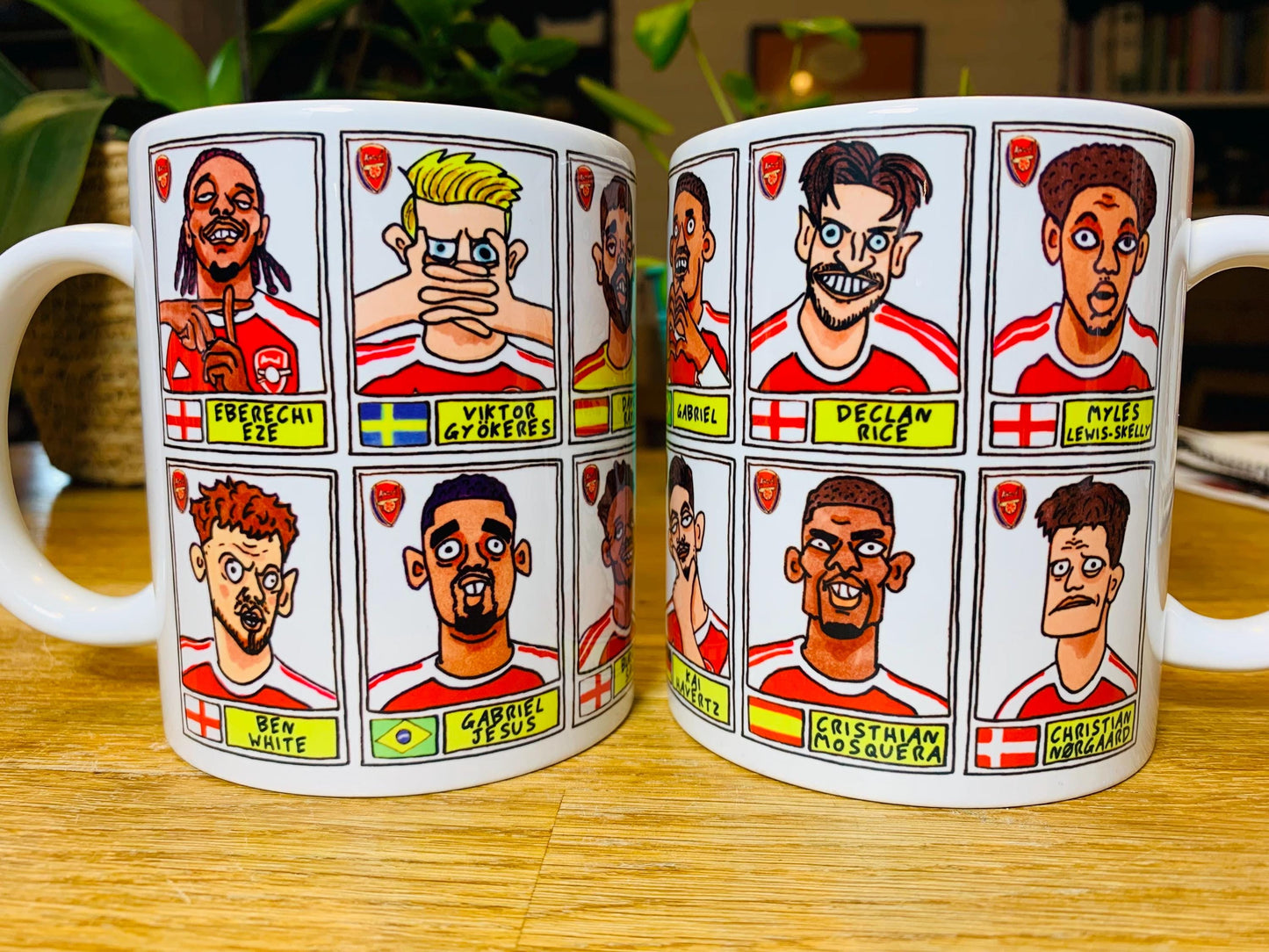 Arsenal Vol 5 Gunners 25/26 No Score Draws Mug Set - Set of TWO DIFFERENT 11oz Mugs with Wonky Panini-doodles of AFC's 25/26 Squad