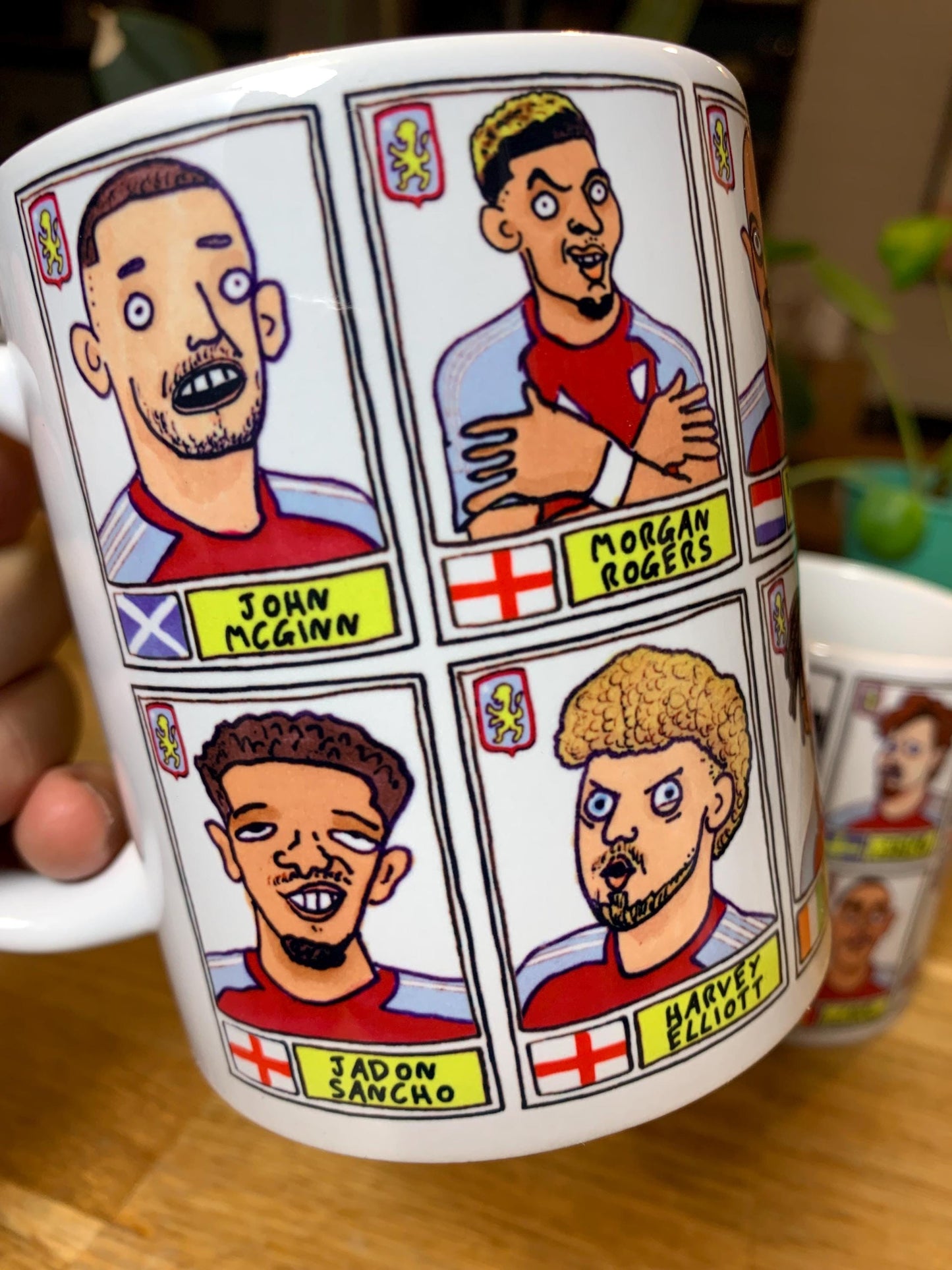 Aston Villa Emery 25/26 No Score Draws Mug Set - Set of TWO DIFFERENT 11oz Ceramic Mugs with Wonky Panini-style AVFC Doodles Of Emery & Co