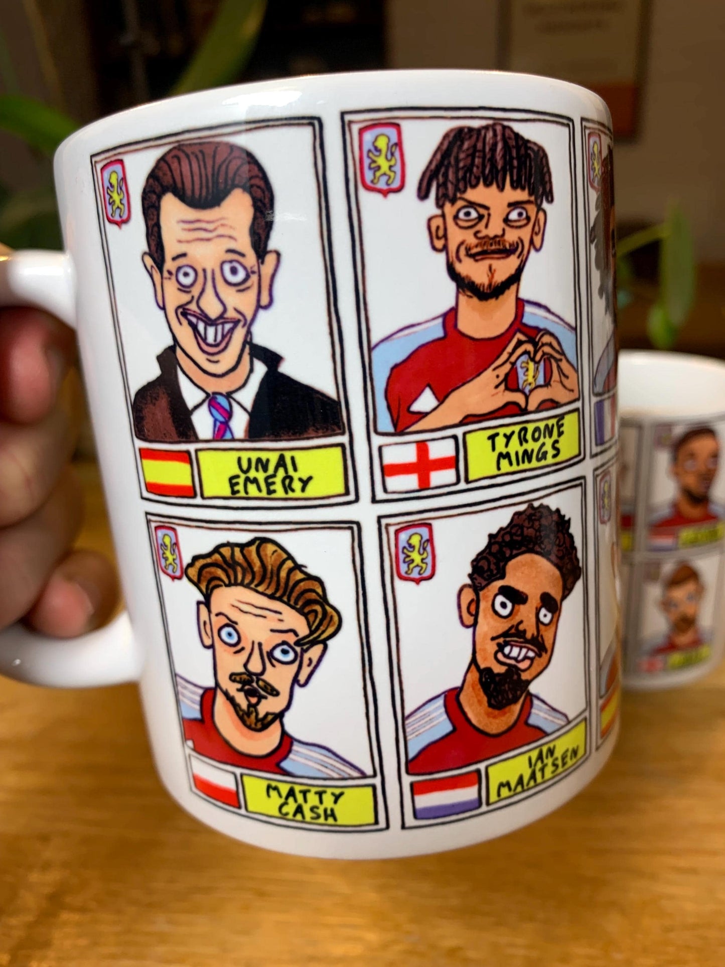 Aston Villa Emery 25/26 No Score Draws Mug Set - Set of TWO DIFFERENT 11oz Ceramic Mugs with Wonky Panini-style AVFC Doodles Of Emery & Co