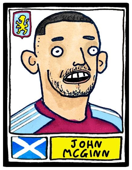 Aston Villa 25/26 - No Score Draws Emery 25/26Edition - A3 print of 24 Wonky Panini-style football doodles of Unai Emery's 25/26 AVFC Side