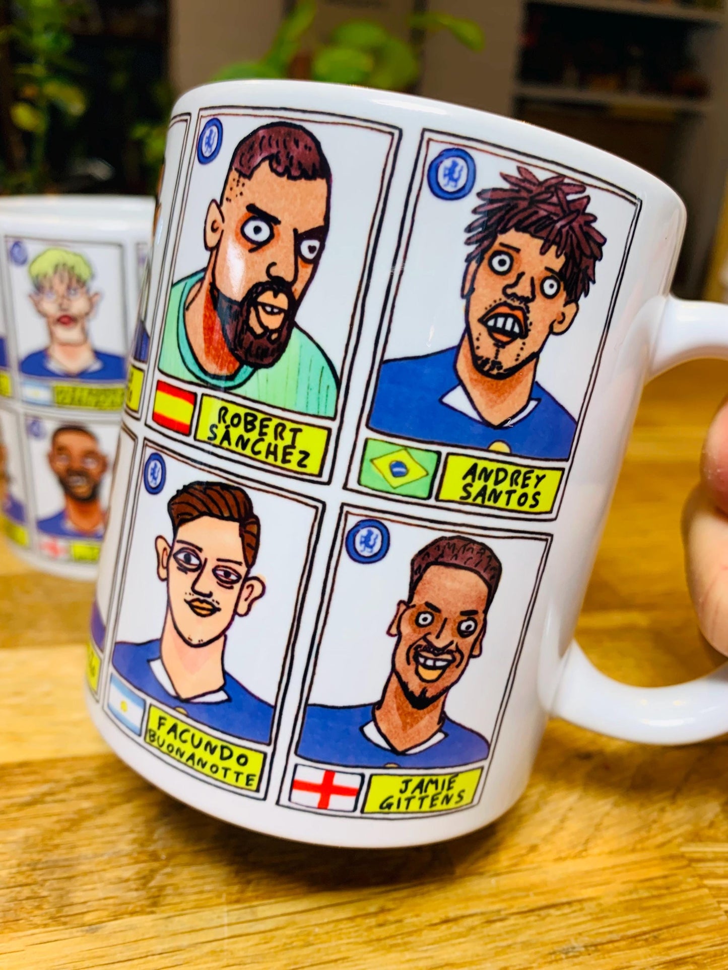 Chelsea 25/26 - No Score Draws Mug Set - Set of TWO DIFFERENT 11oz Mugs with Wonky Panini-doodles of Maresca's CFC Squad