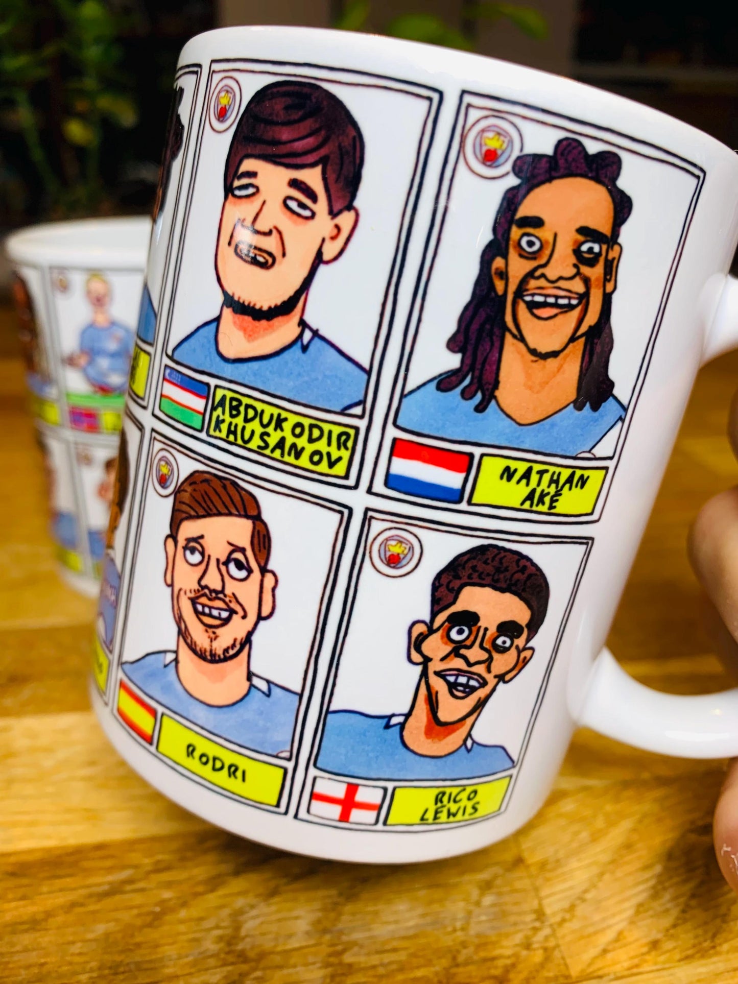 Man City 25/26 - No Score Draws Mug Set - Set of TWO DIFFERENT 11oz Ceramic Mugs with 24 Wonky MCFC Doodles Of Manchester City's 25/26 Squad