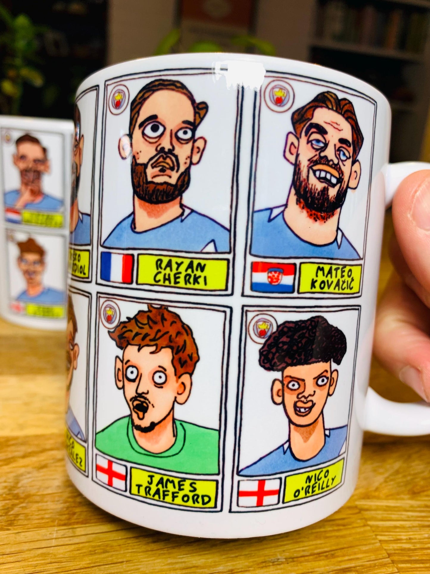 Man City 25/26 - No Score Draws Mug Set - Set of TWO DIFFERENT 11oz Ceramic Mugs with 24 Wonky MCFC Doodles Of Manchester City's 25/26 Squad