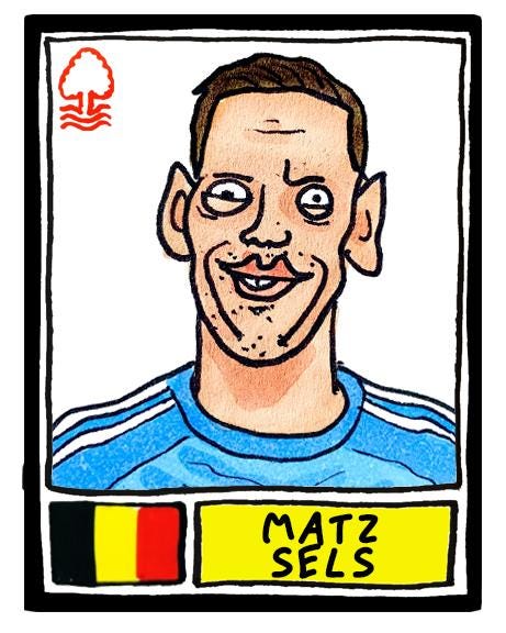 Nottingham Forest Vol 6 - No Score Draw City Ground 25/26 Edition - A3 print of 27 Wonky Hand-Drawn Panini-doodles of NFFC's 25/26 Squad