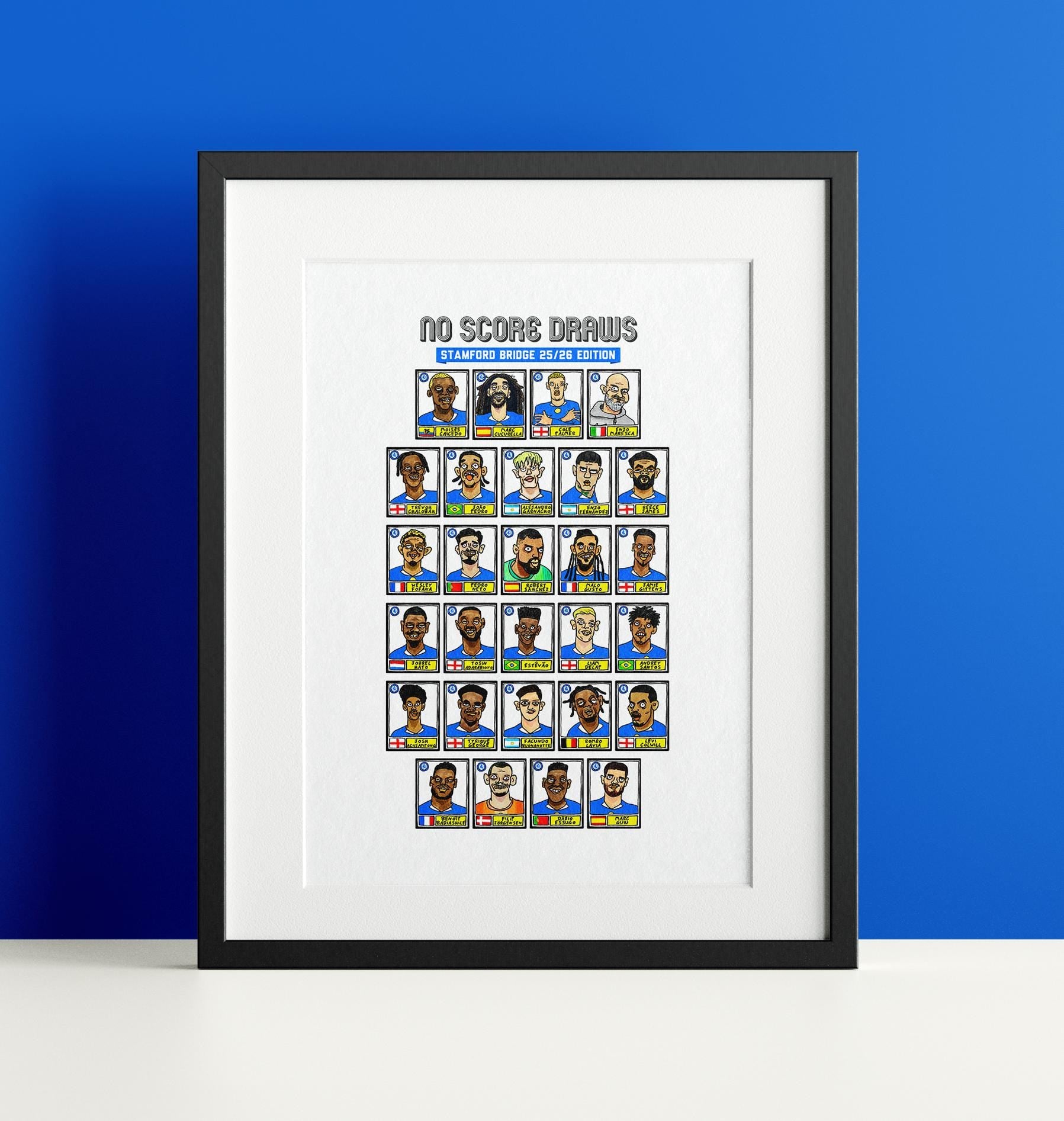 Chelsea 25/26 - No Score Draws Stamford Bridge 25/26 Edition - A3 Print Of 28 Wonky No Score Draws Panini-style Doodles Of Maresca's CFC