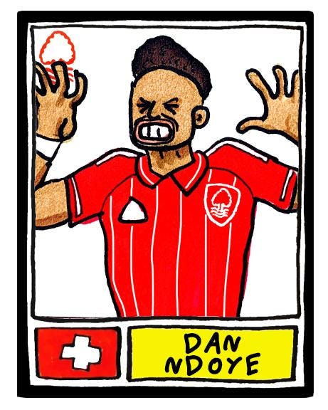 Nottingham Forest Vol 6 - No Score Draw City Ground 25/26 Edition - A3 print of 27 Wonky Hand-Drawn Panini-doodles of NFFC's 25/26 Squad