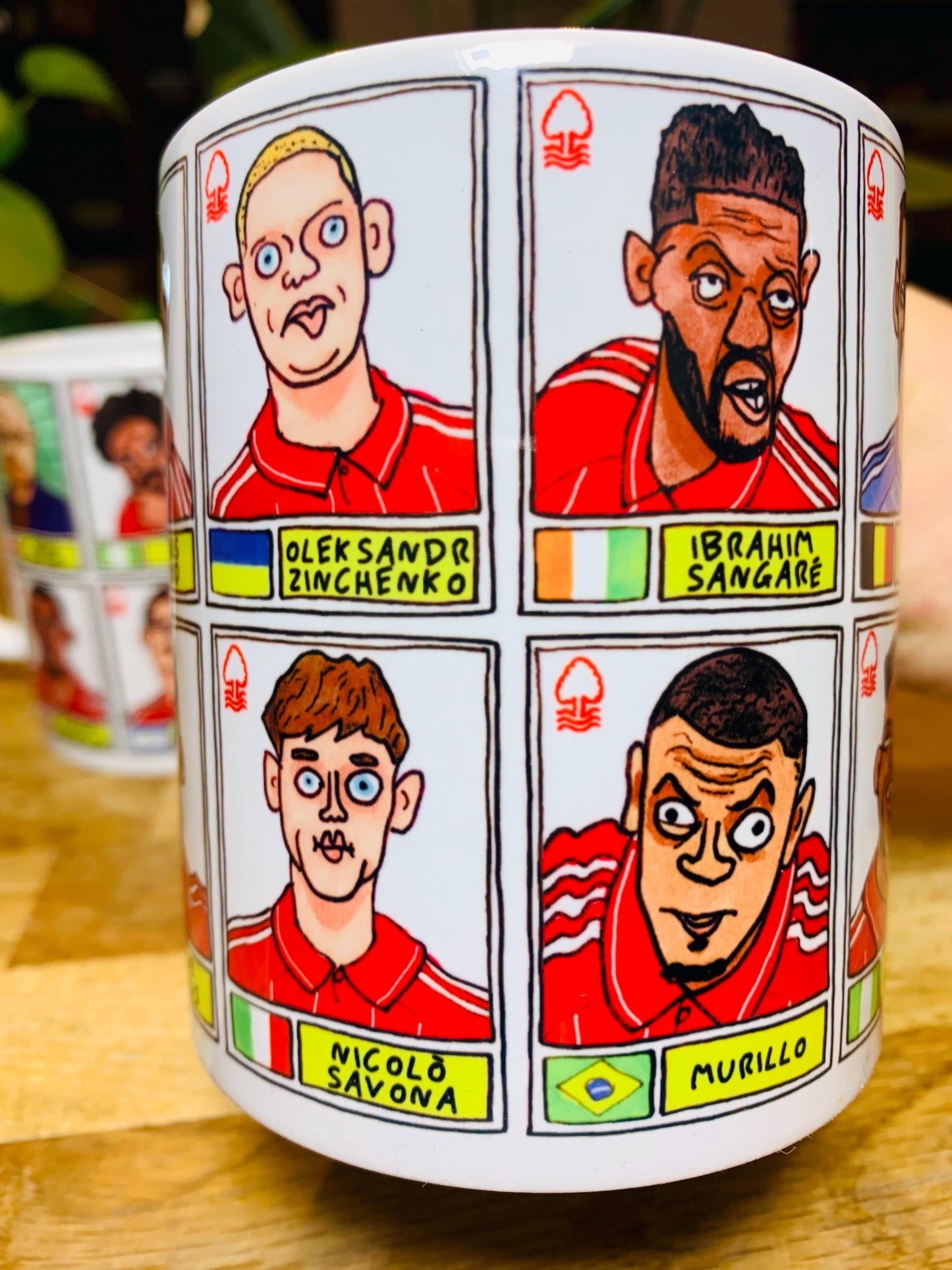 Nottingham Forest Vol 6 - NFFC 25/26 No Score Draws Mug Set - Set of TWO DIFFERENT 11oz Mugs with Wonky Panini-Doodles of Sean Dyche's Squad