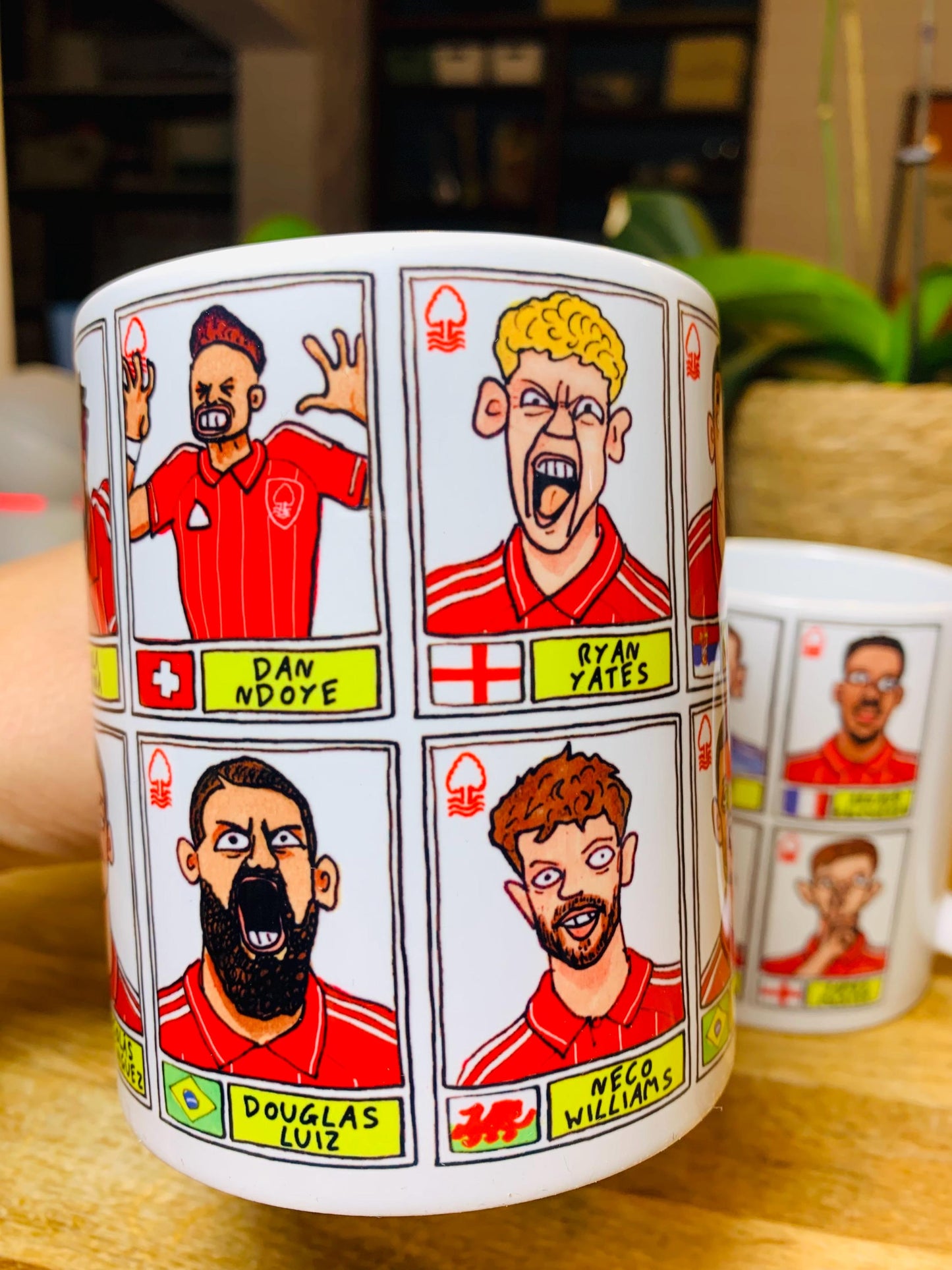 Nottingham Forest Vol 6 - NFFC 25/26 No Score Draws Mug Set - Set of TWO DIFFERENT 11oz Mugs with Wonky Panini-Doodles of Sean Dyche's Squad