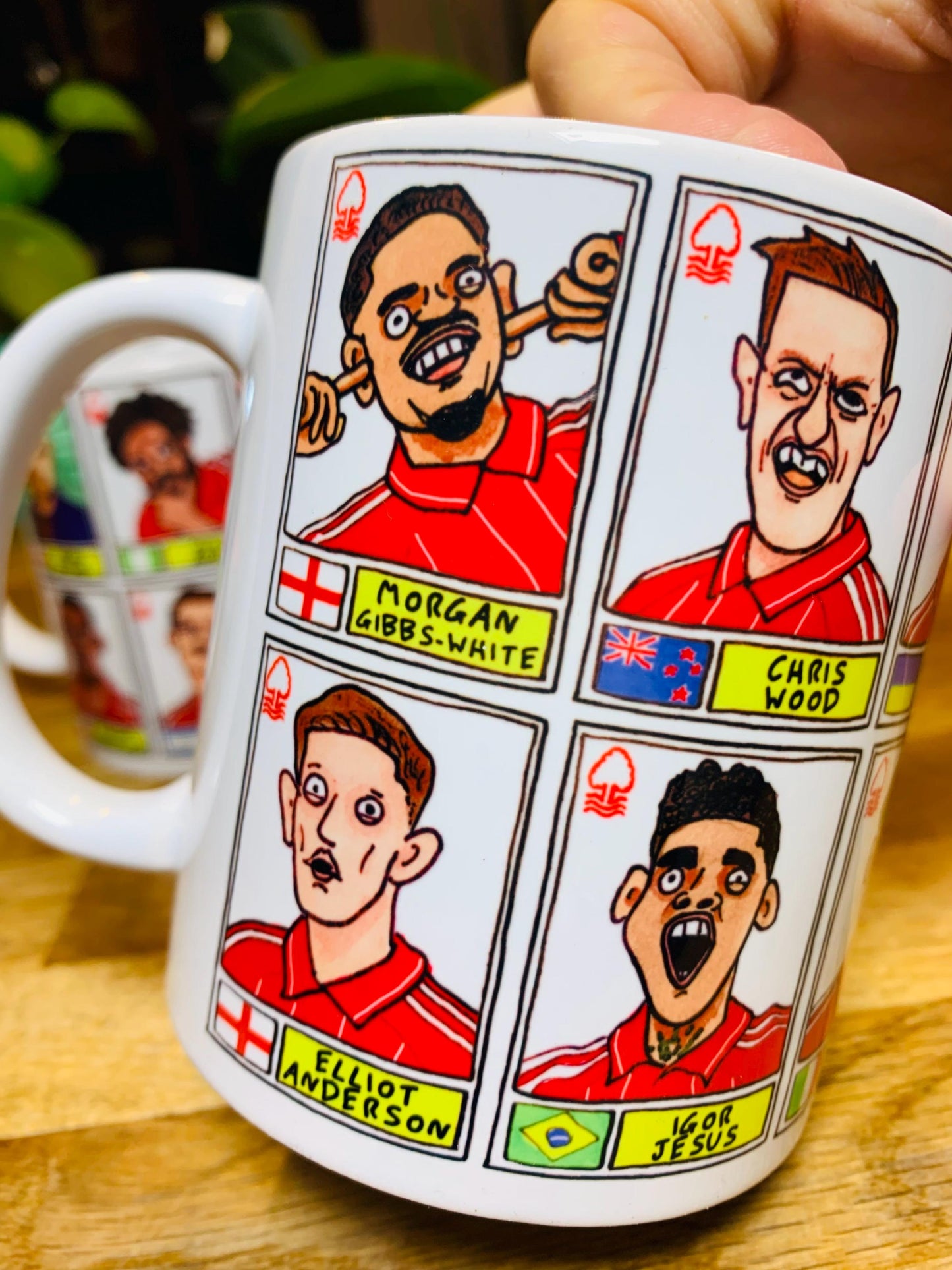 Nottingham Forest Vol 6 - NFFC 25/26 No Score Draws Mug Set - Set of TWO DIFFERENT 11oz Mugs with Wonky Panini-Doodles of Sean Dyche's Squad