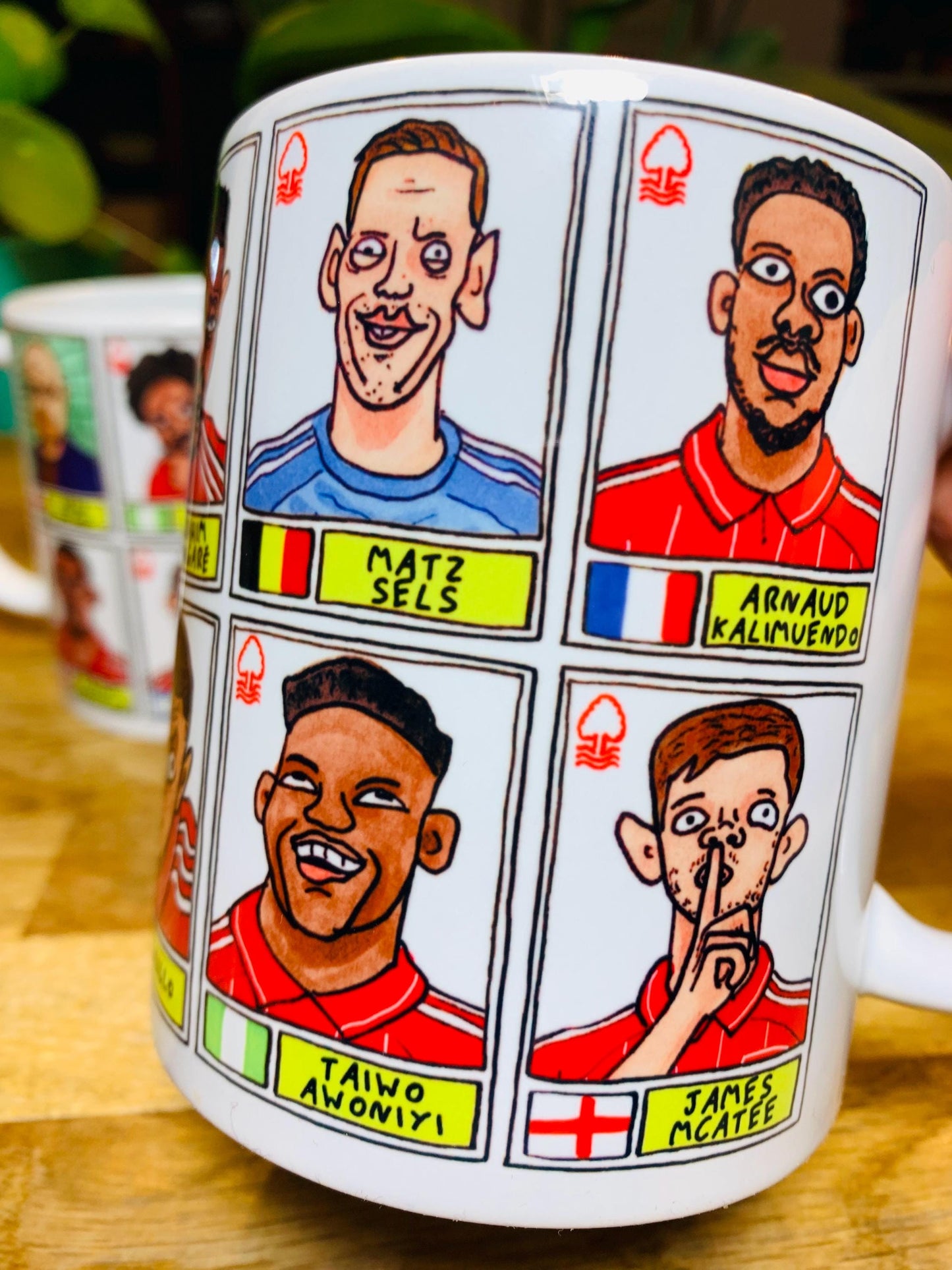 Nottingham Forest Vol 6 - NFFC 25/26 No Score Draws Mug Set - Set of TWO DIFFERENT 11oz Mugs with Wonky Panini-Doodles of Sean Dyche's Squad