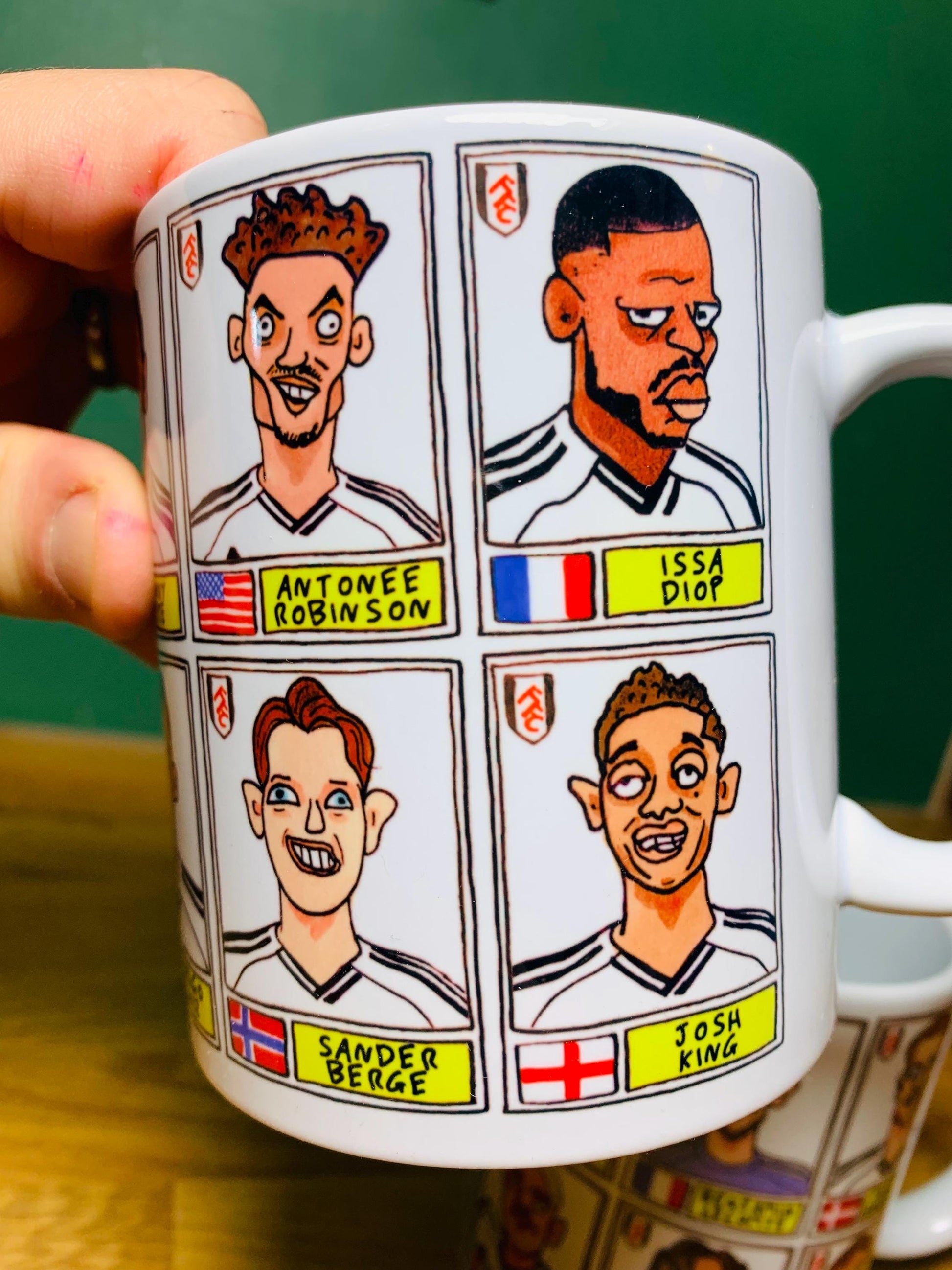 Fulham Vol 3 No Score Draws Mug Set - Set of TWO DIFFERENT 11oz Mugs with Wonky Panini-Doodles of Marco Silva's 24/25 Cottagers EPL Squad