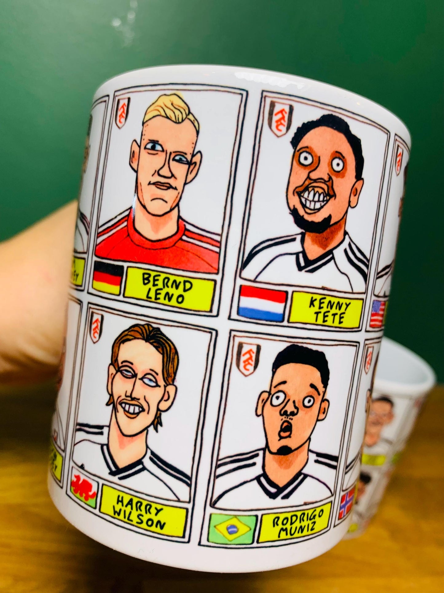 Fulham Vol 3 No Score Draws Mug Set - Set of TWO DIFFERENT 11oz Mugs with Wonky Panini-Doodles of Marco Silva's 24/25 Cottagers EPL Squad