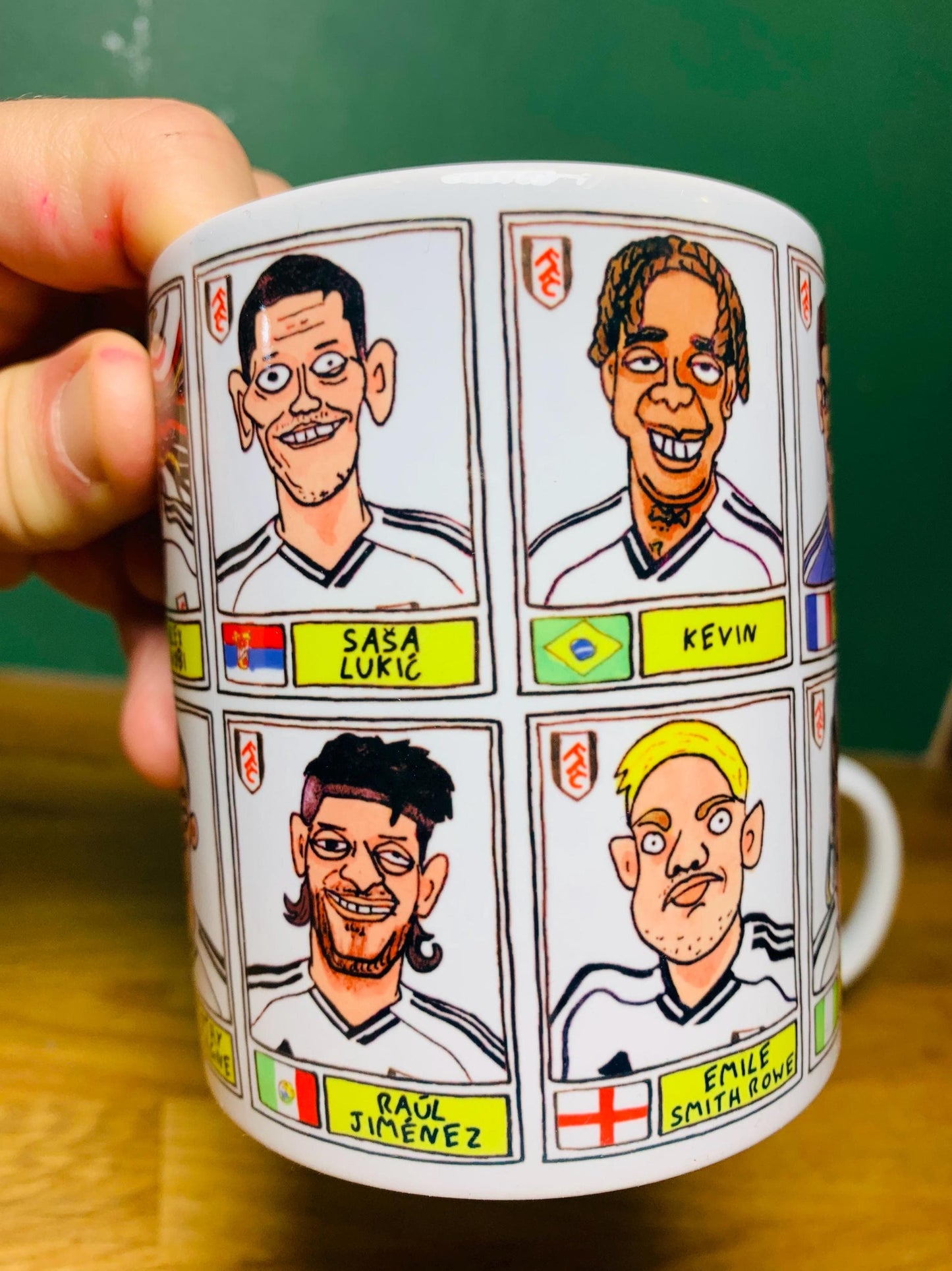 Fulham Vol 3 No Score Draws Mug Set - Set of TWO DIFFERENT 11oz Mugs with Wonky Panini-Doodles of Marco Silva's 24/25 Cottagers EPL Squad