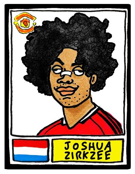 Man Utd 25/26 - No Score Draws Red Devils 25/26 Edition - A3 Print Of 24 Wonky No Score Draws Panini-Doodles Of Amorim's Manchester United