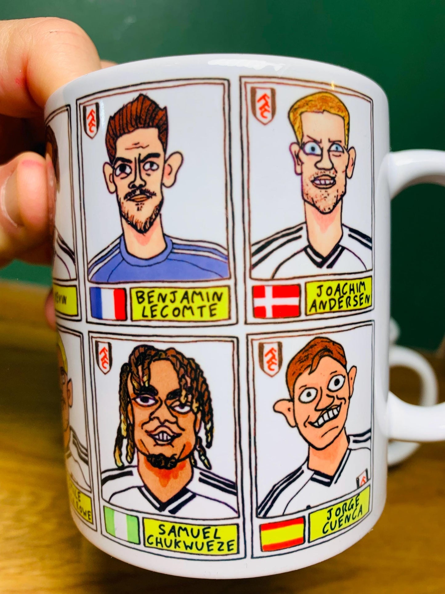 Fulham Vol 3 No Score Draws Mug Set - Set of TWO DIFFERENT 11oz Mugs with Wonky Panini-Doodles of Marco Silva's 24/25 Cottagers EPL Squad