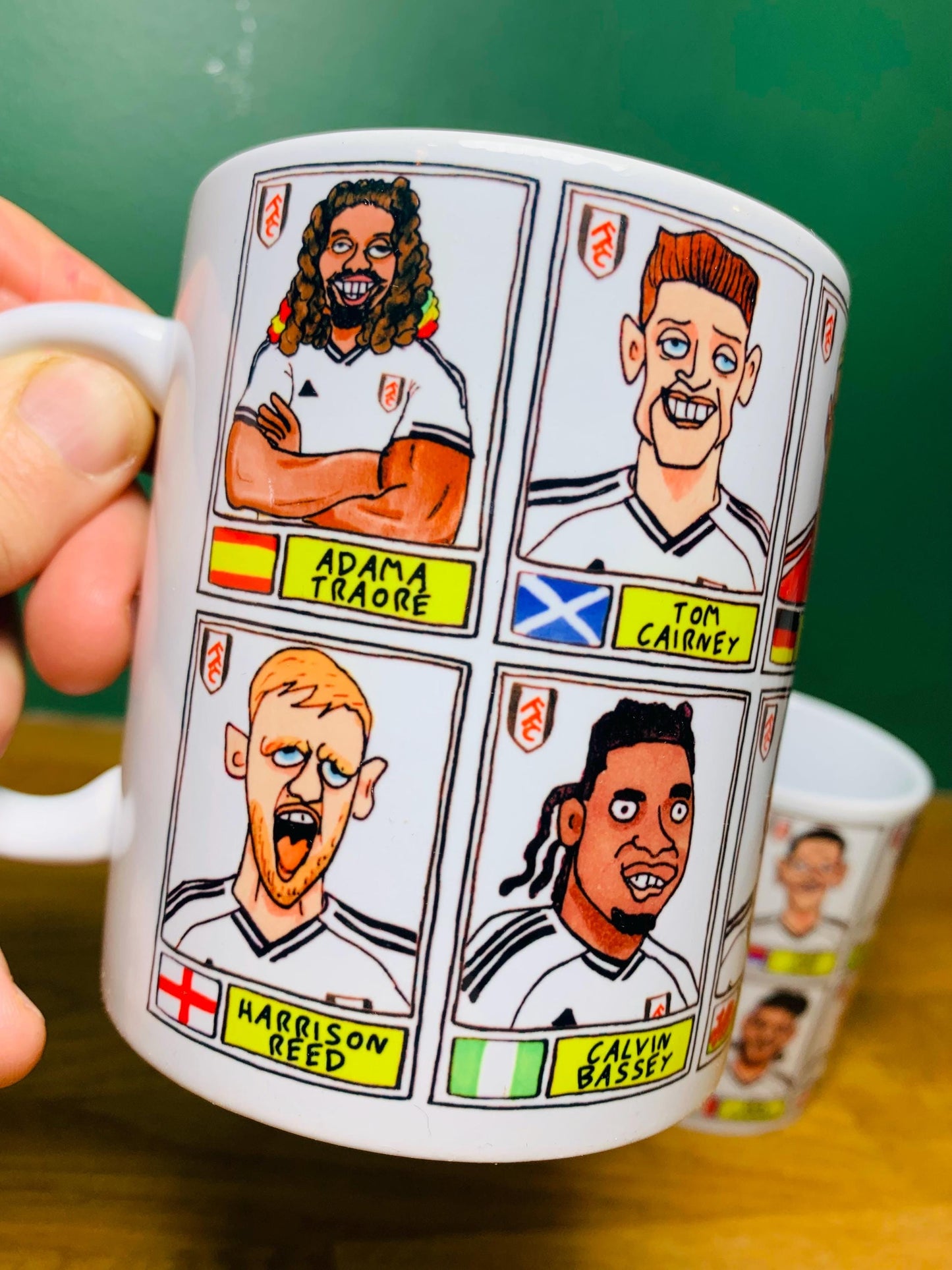 Fulham Vol 3 No Score Draws Mug Set - Set of TWO DIFFERENT 11oz Mugs with Wonky Panini-Doodles of Marco Silva's 24/25 Cottagers EPL Squad