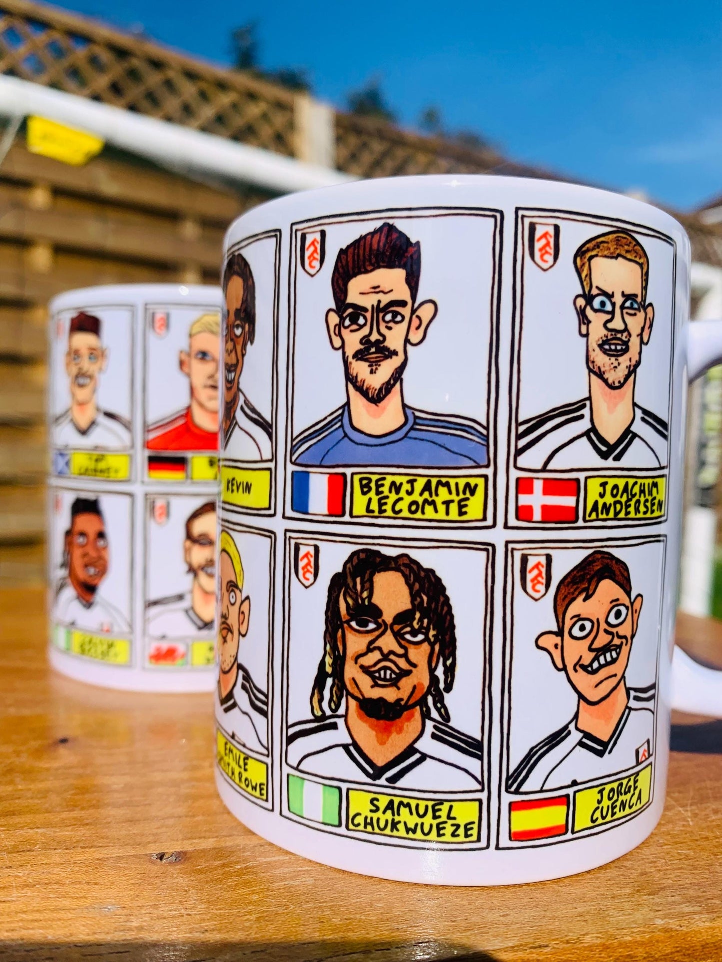 Fulham 25/26 No Score Draws Mug Set - Set of TWO DIFFERENT 11oz Mugs with Wonky Panini-Doodles of Marco Silva's 25/26 Cottagers EPL Squad