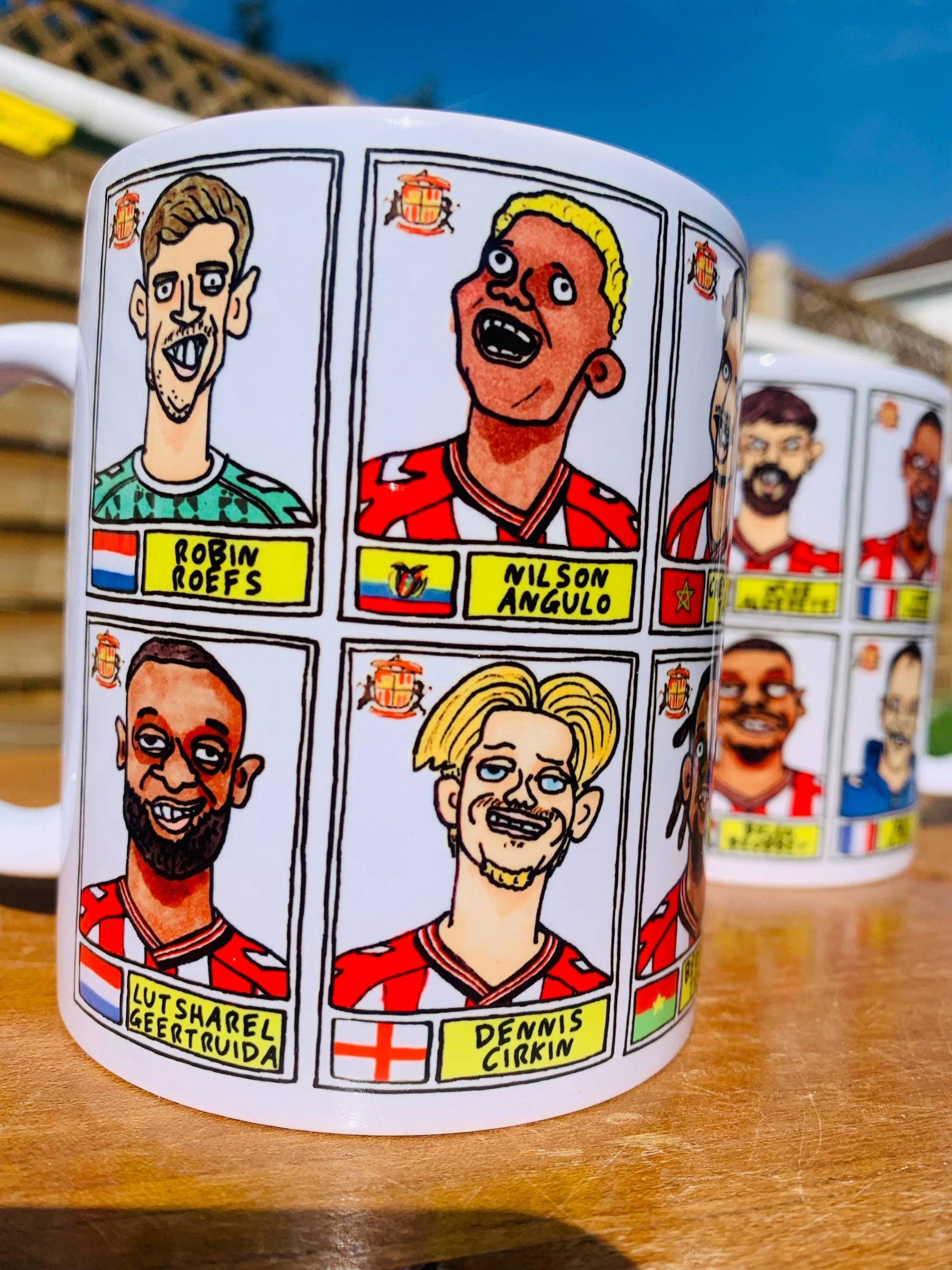 Sunderland Volume 5 - 25/26 Black Cats No Score Draws Mug Set - Set of TWO DIFFERENT 11oz Ceramic Mugs with Wonky Doodles Of SAFC 25/26 Side