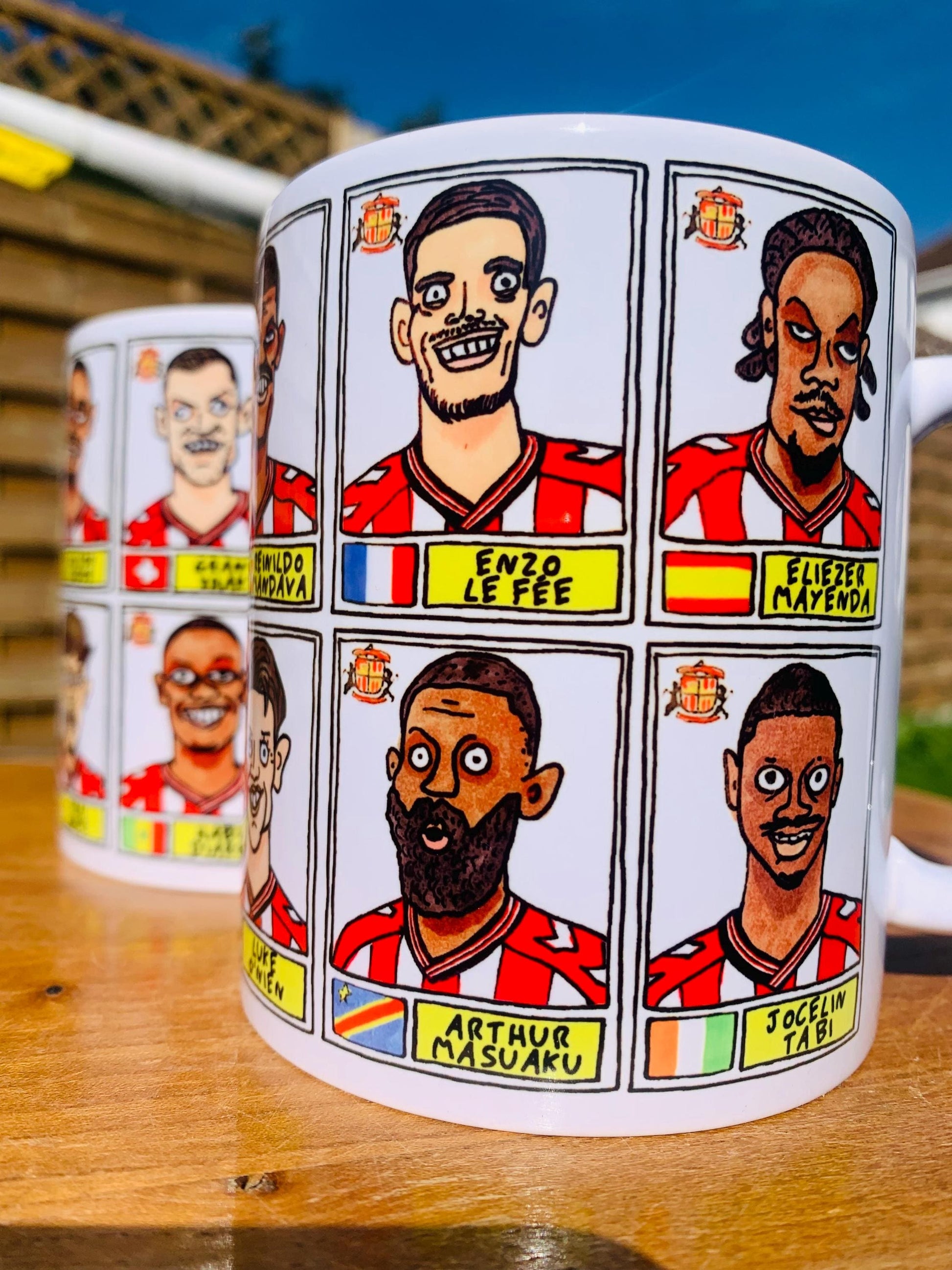 Sunderland Volume 5 - 25/26 Black Cats No Score Draws Mug Set - Set of TWO DIFFERENT 11oz Ceramic Mugs with Wonky Doodles Of SAFC 25/26 Side
