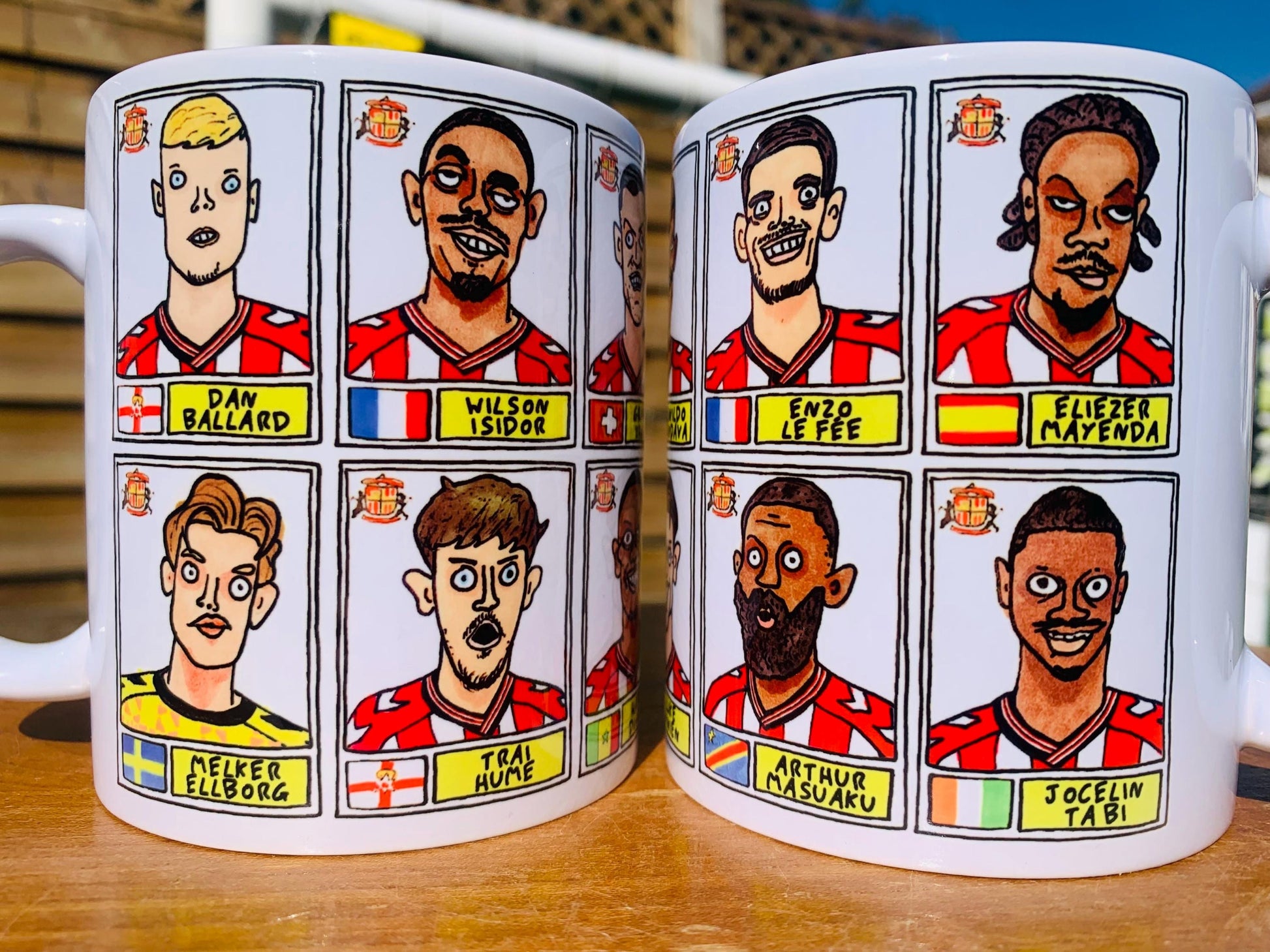 Sunderland Volume 5 - 25/26 Black Cats No Score Draws Mug Set - Set of TWO DIFFERENT 11oz Ceramic Mugs with Wonky Doodles Of SAFC 25/26 Side