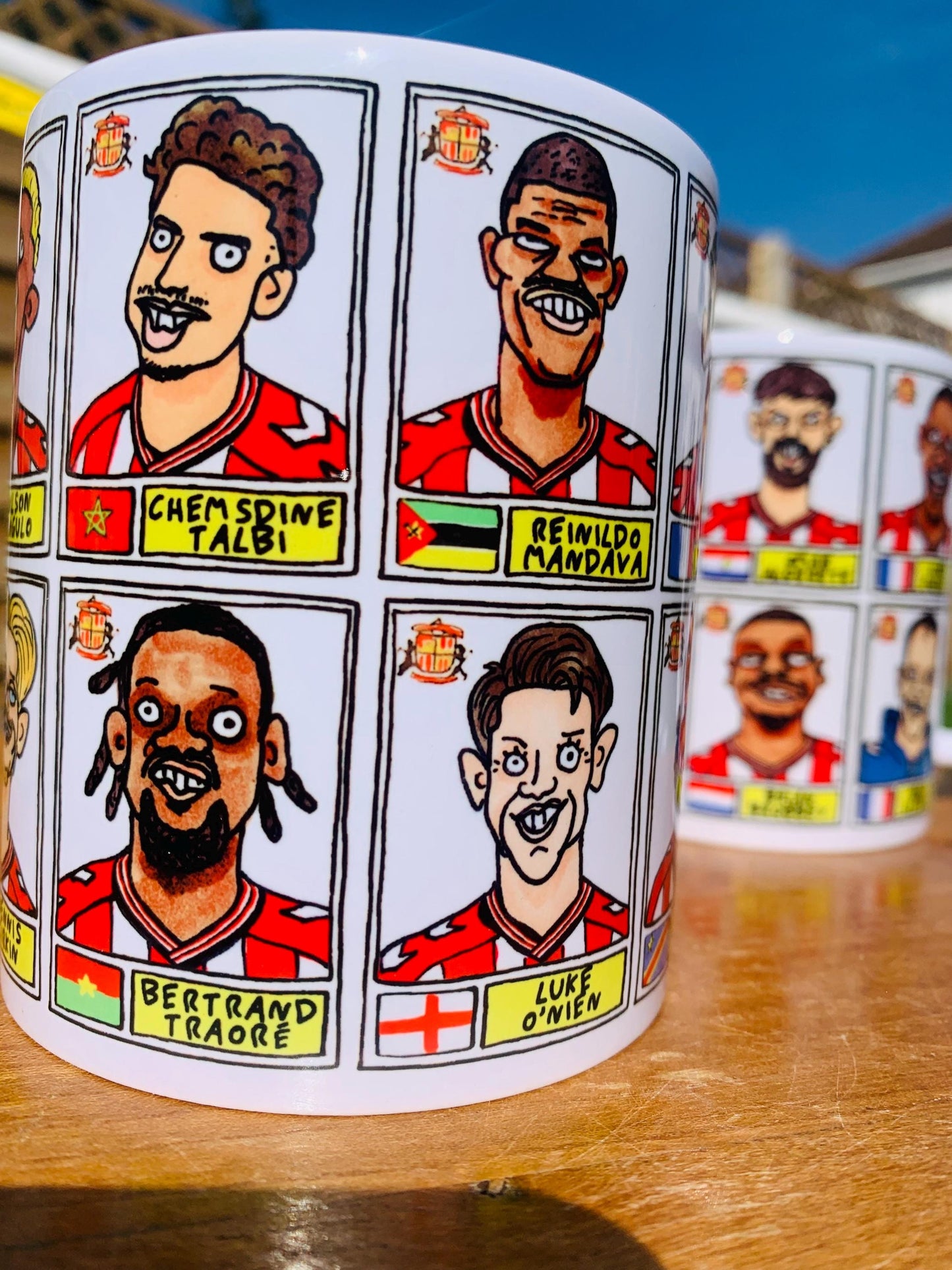 Sunderland Volume 5 - 25/26 Black Cats No Score Draws Mug Set - Set of TWO DIFFERENT 11oz Ceramic Mugs with Wonky Doodles Of SAFC 25/26 Side