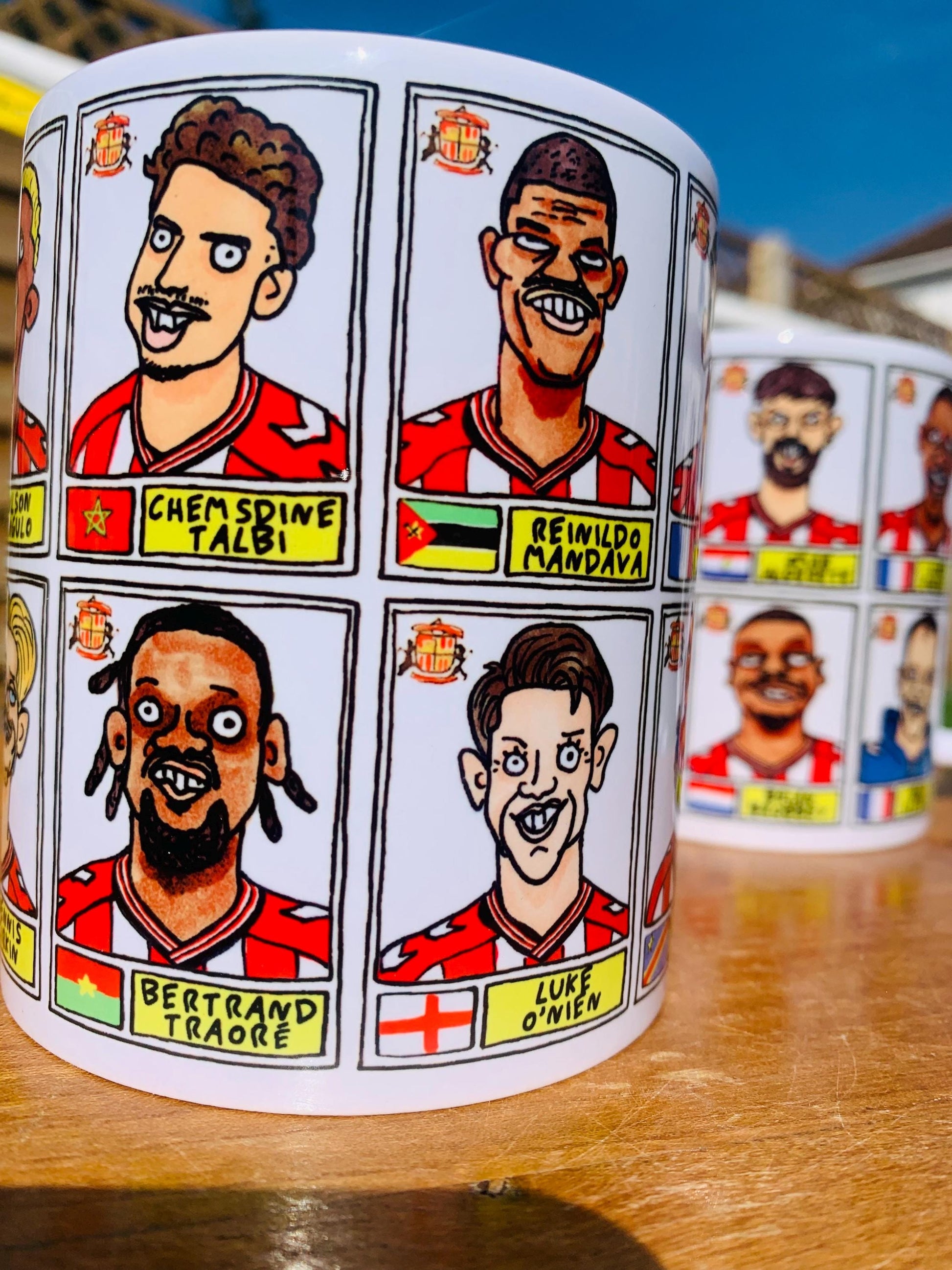 Sunderland Volume 5 - 25/26 Black Cats No Score Draws Mug Set - Set of TWO DIFFERENT 11oz Ceramic Mugs with Wonky Doodles Of SAFC 25/26 Side