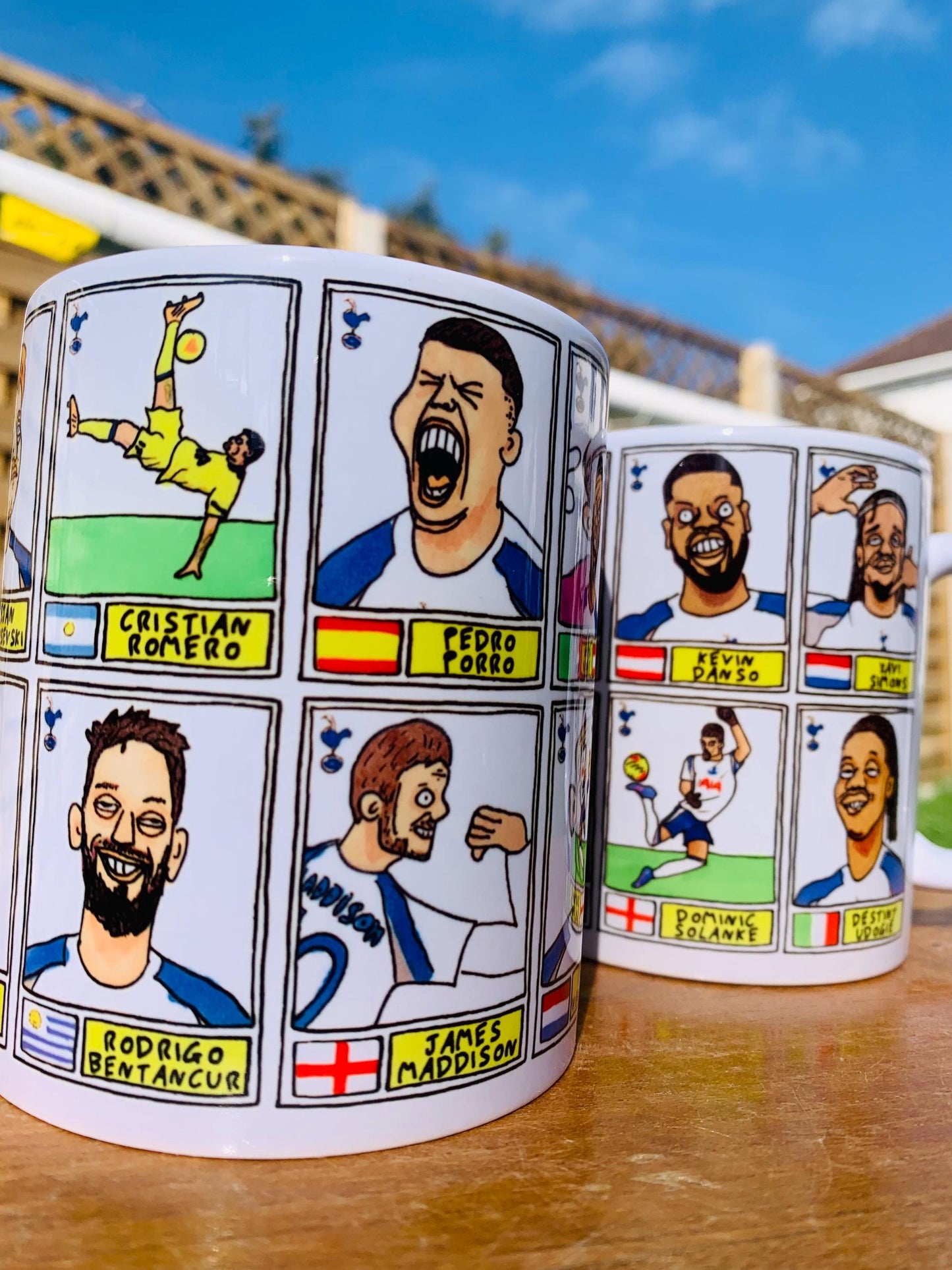 Spurs Volume 6 - COYS 25/26 No Score Draws Mug Set - Set of 2 DIFFERENT 11oz Ceramic Mugs with Wonky Panini-style THFC Doodles