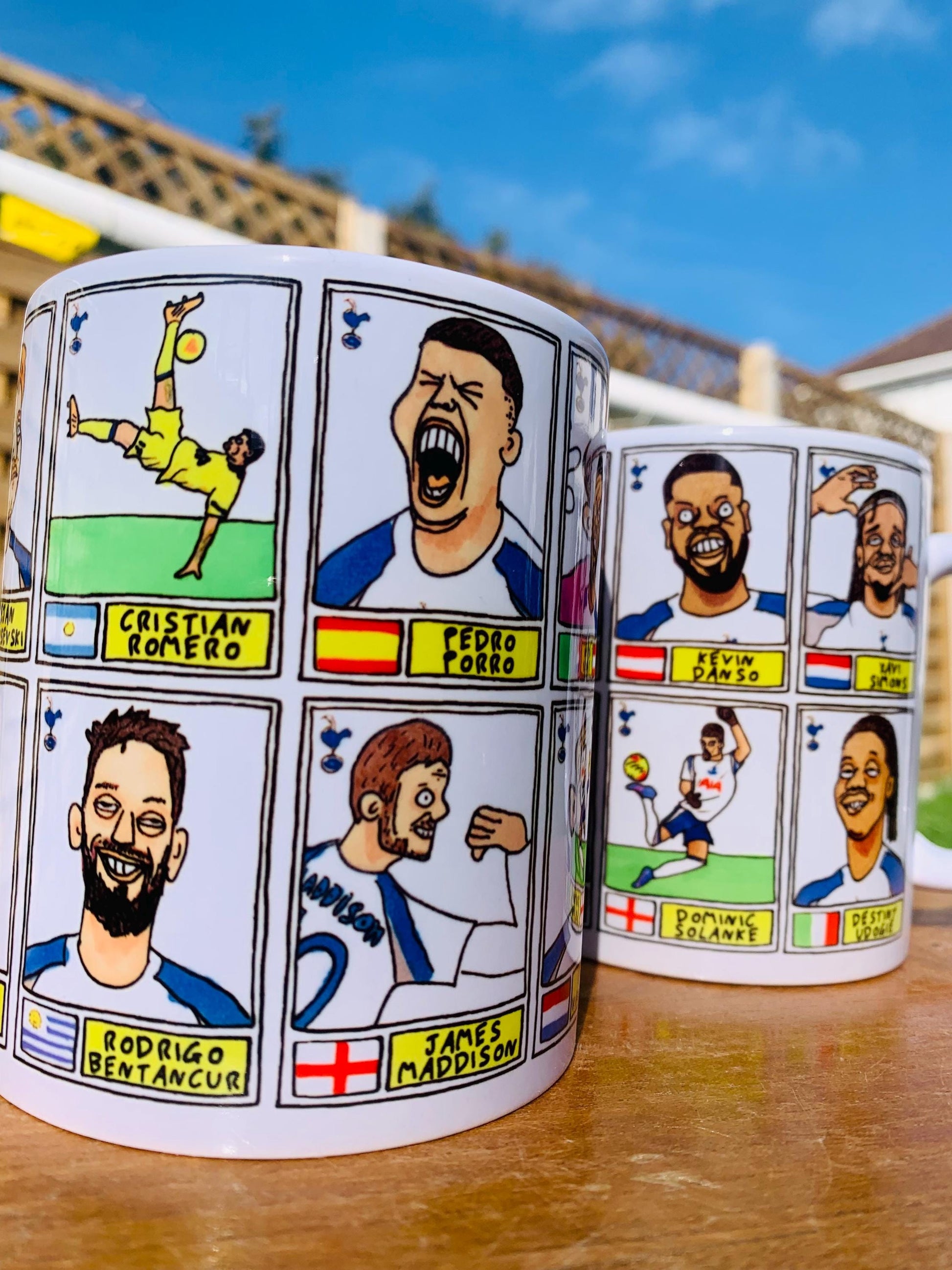 Spurs Volume 6 - COYS 25/26 No Score Draws Mug Set - Set of 2 DIFFERENT 11oz Ceramic Mugs with Wonky Panini-style THFC Doodles