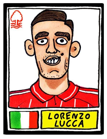 Nottingham Forest Vol 6 - No Score Draw City Ground 25/26 Edition - A3 print of 27 Wonky Hand-Drawn Panini-doodles of NFFC's 25/26 Squad