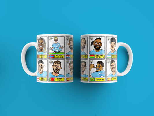 Man City 25/26 - No Score Draws Mug Set - Set of TWO DIFFERENT 11oz Ceramic Mugs with 24 Wonky MCFC Doodles Of Manchester City's 25/26 Squad