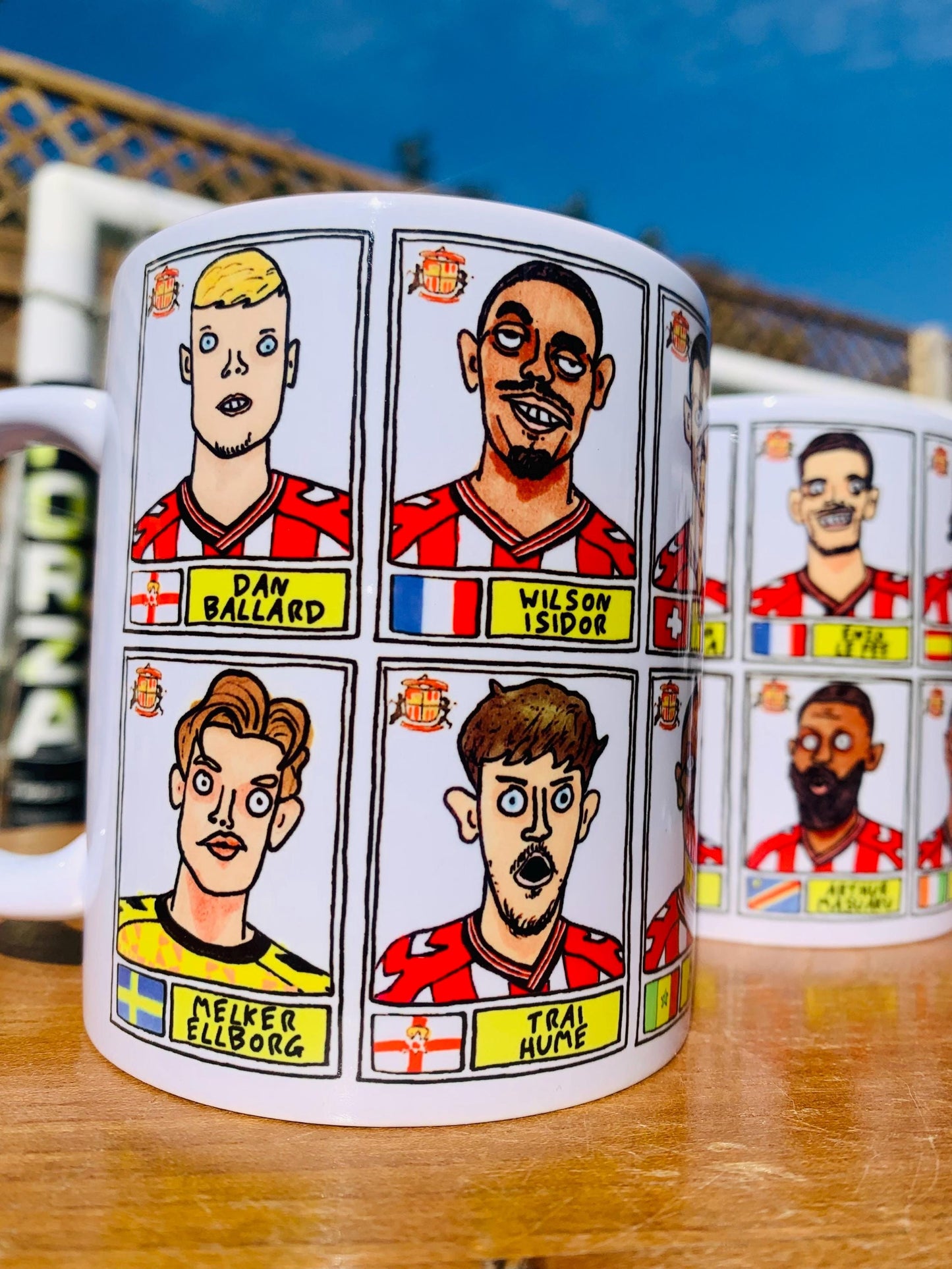 Sunderland Volume 5 - 25/26 Black Cats No Score Draws Mug Set - Set of TWO DIFFERENT 11oz Ceramic Mugs with Wonky Doodles Of SAFC 25/26 Side