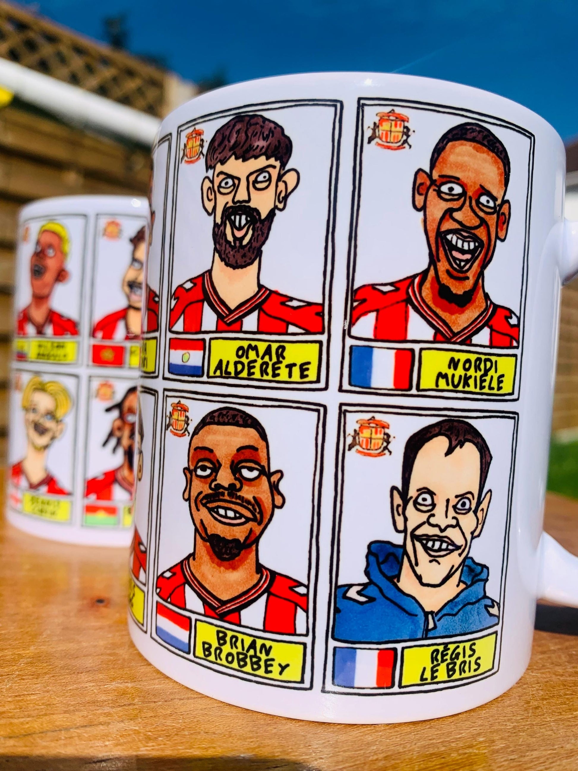 Sunderland Volume 5 - 25/26 Black Cats No Score Draws Mug Set - Set of TWO DIFFERENT 11oz Ceramic Mugs with Wonky Doodles Of SAFC 25/26 Side