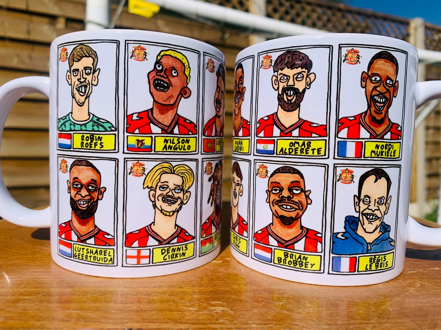 Sunderland Volume 5 - 25/26 Black Cats No Score Draws Mug Set - Set of TWO DIFFERENT 11oz Ceramic Mugs with Wonky Doodles Of SAFC 25/26 Side