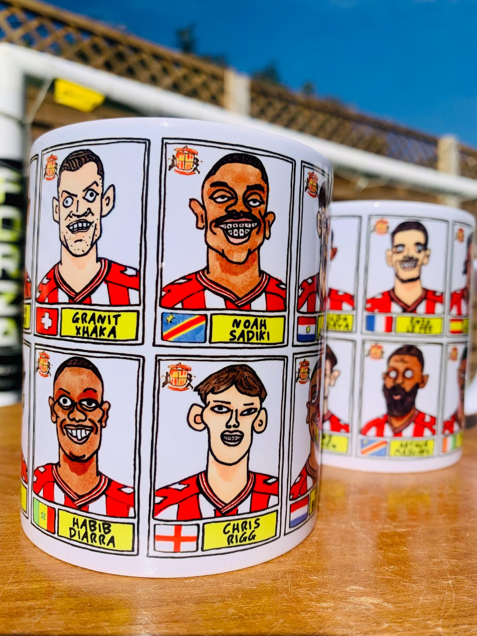 Sunderland Volume 5 - 25/26 Black Cats No Score Draws Mug Set - Set of TWO DIFFERENT 11oz Ceramic Mugs with Wonky Doodles Of SAFC 25/26 Side