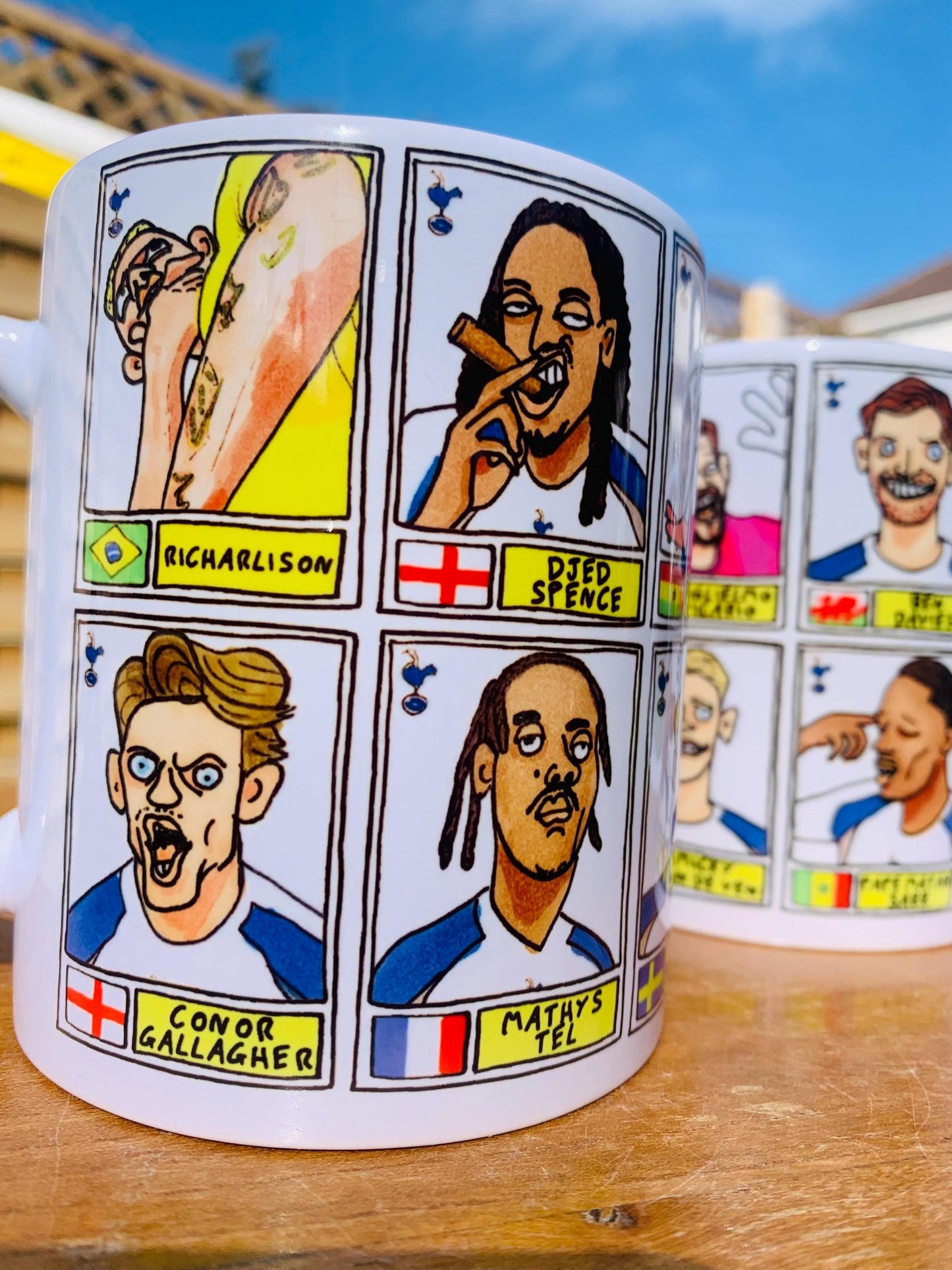 Spurs Volume 6 - COYS 25/26 No Score Draws Mug Set - Set of 2 DIFFERENT 11oz Ceramic Mugs with Wonky Panini-style THFC Doodles