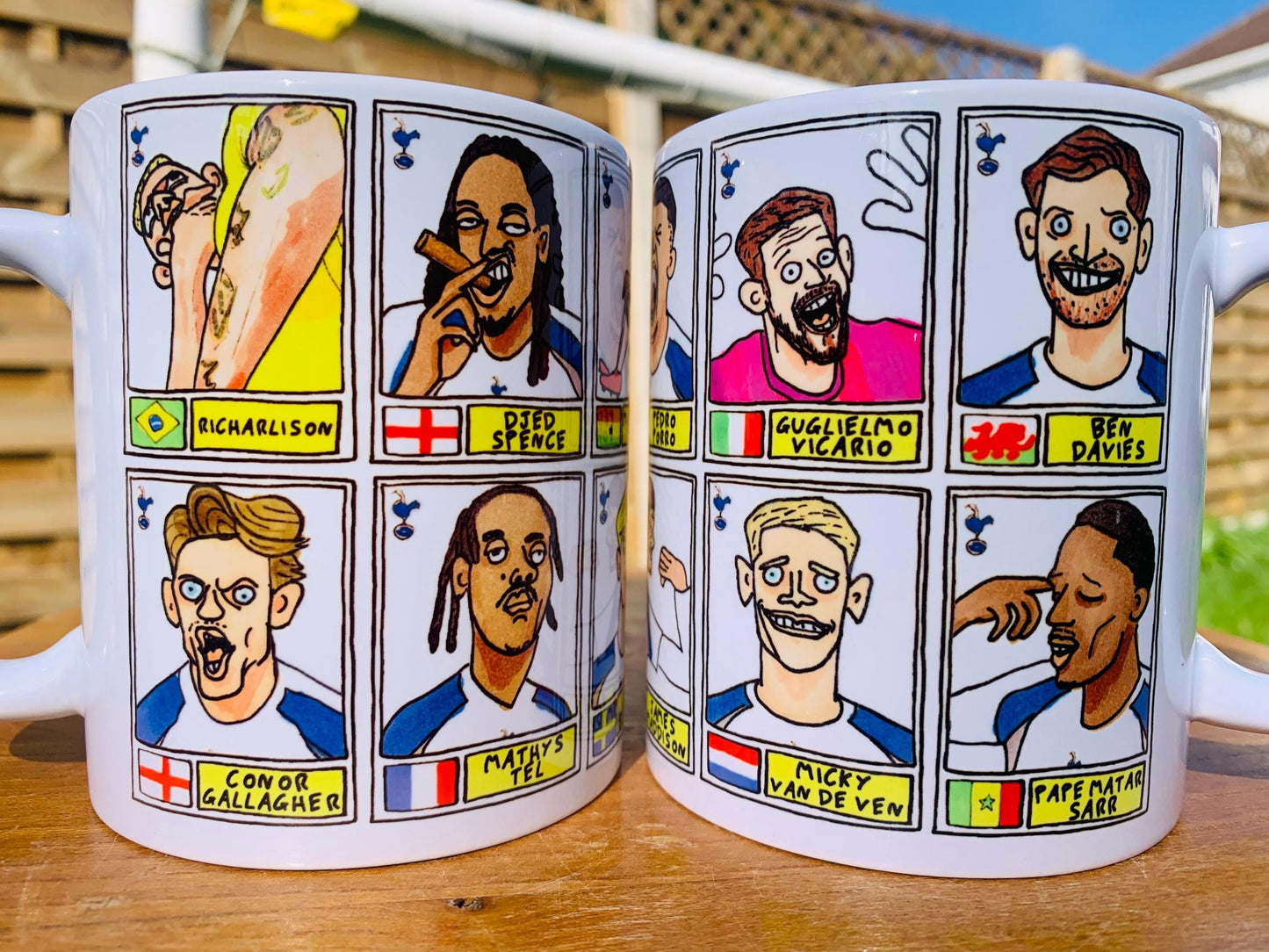 Spurs Volume 6 - COYS 25/26 No Score Draws Mug Set - Set of 2 DIFFERENT 11oz Ceramic Mugs with Wonky Panini-style THFC Doodles