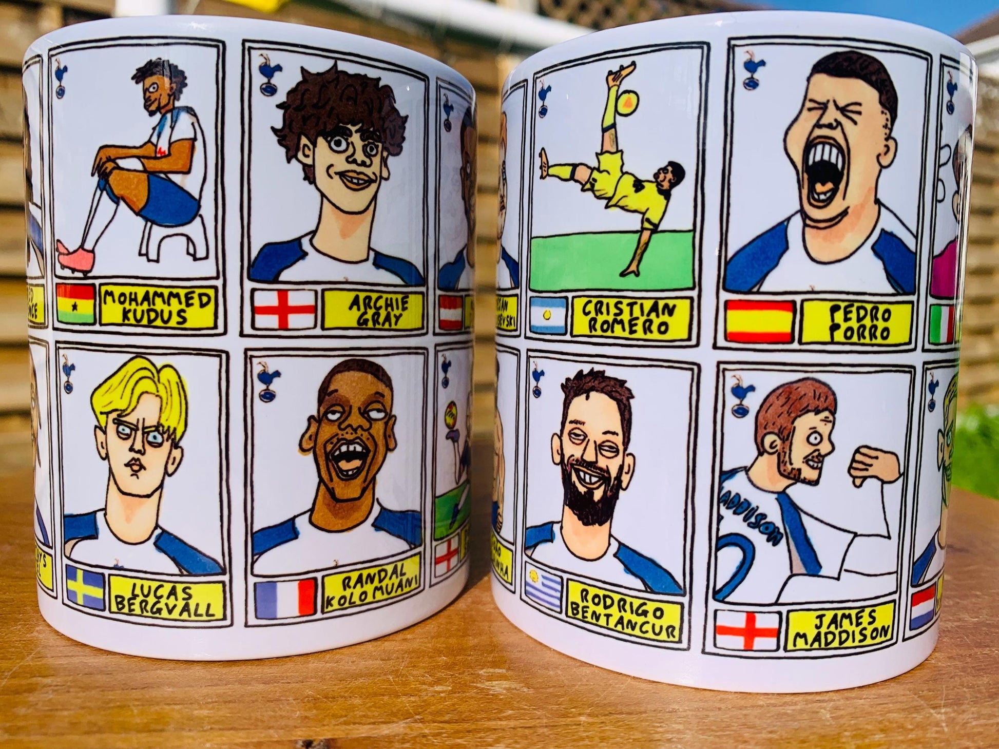 Spurs Volume 6 - COYS 25/26 No Score Draws Mug Set - Set of 2 DIFFERENT 11oz Ceramic Mugs with Wonky Panini-style THFC Doodles