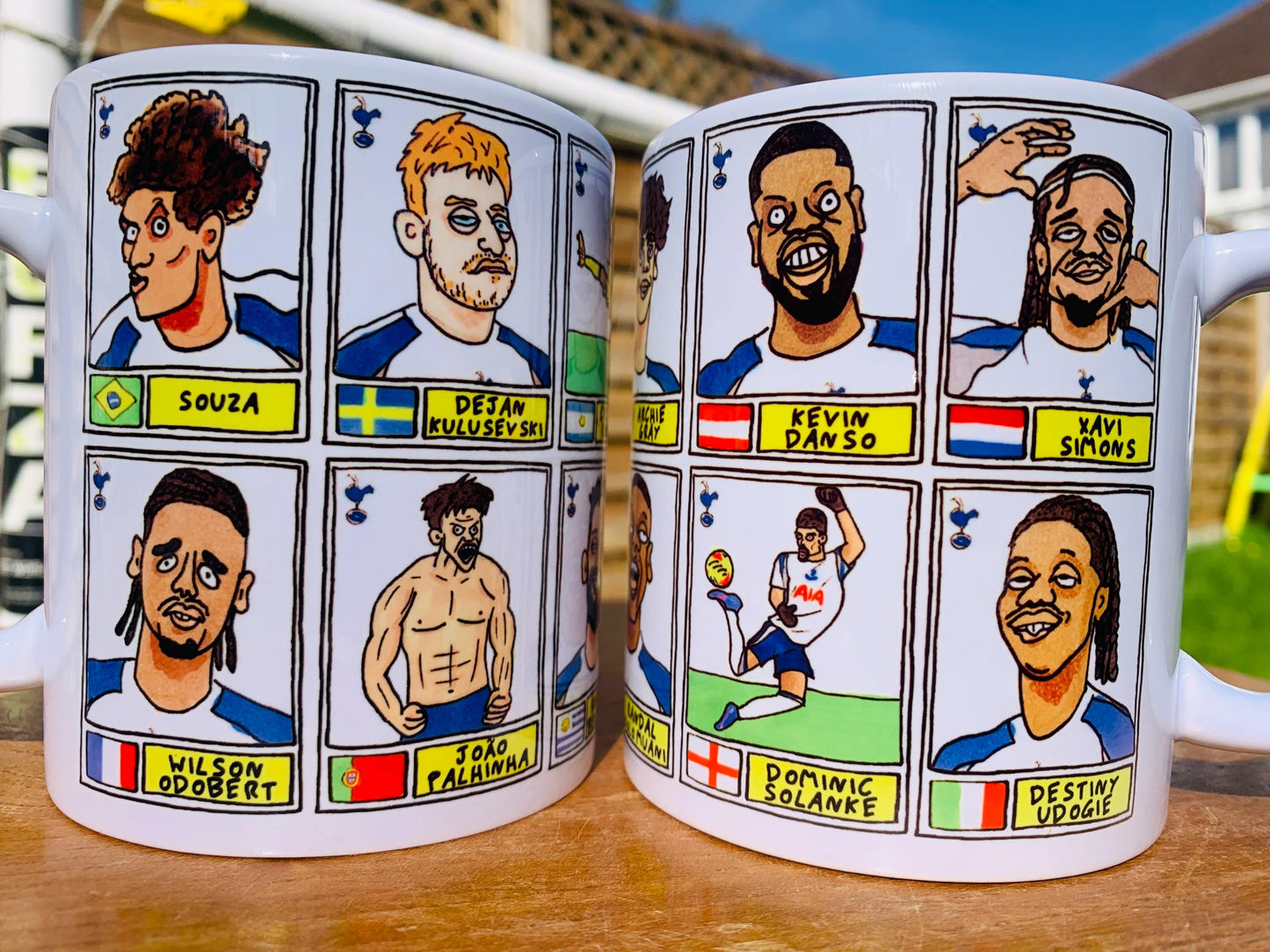 Spurs Volume 6 - COYS 25/26 No Score Draws Mug Set - Set of 2 DIFFERENT 11oz Ceramic Mugs with Wonky Panini-style THFC Doodles