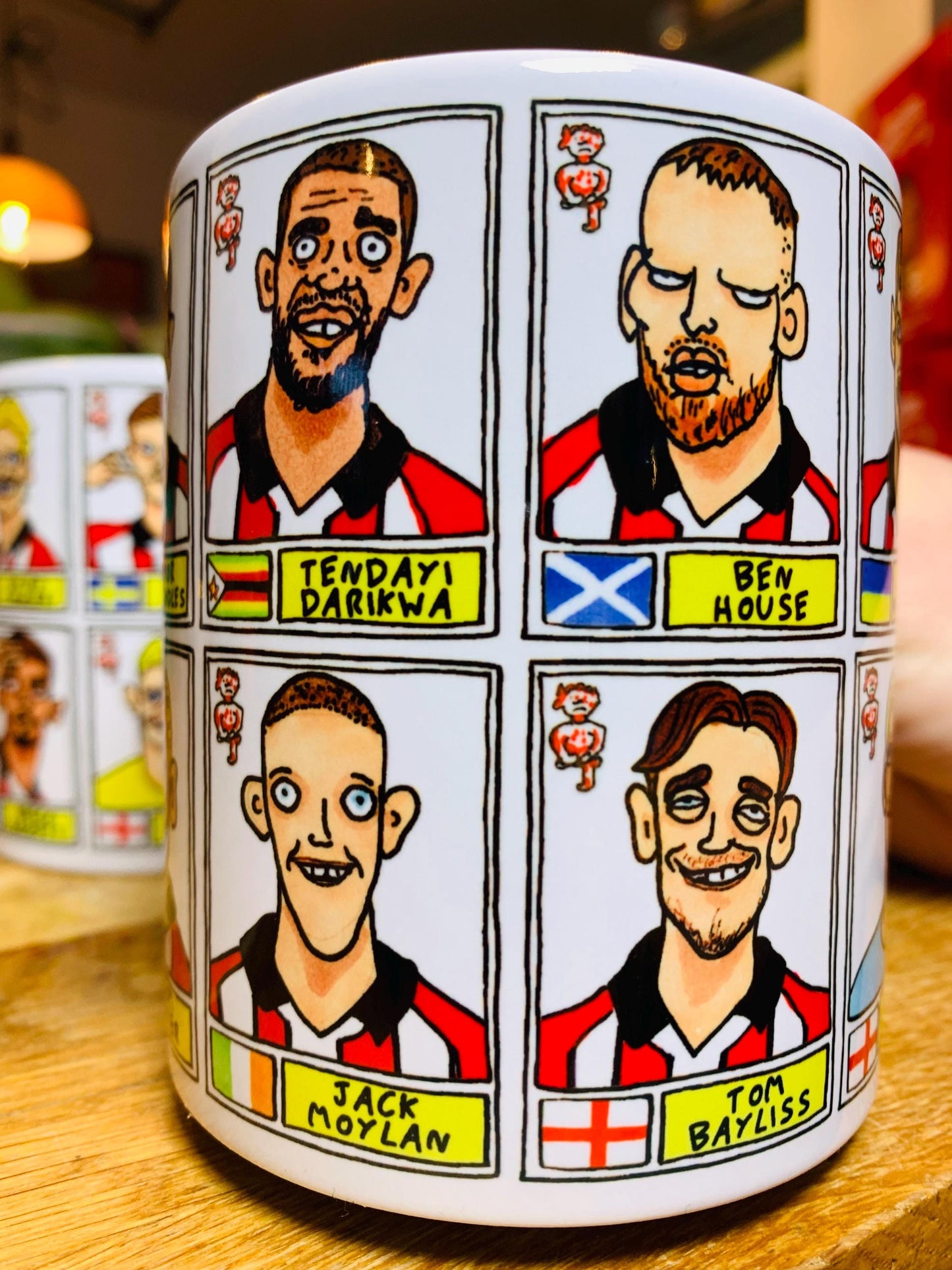Lincoln City Vol 2 - Imps Going Up 25/26 No Score Draws Mug Set - Set of TWO DIFFERENT 11oz Mugs with Wonky Doodles of LCFC's Promotion Side