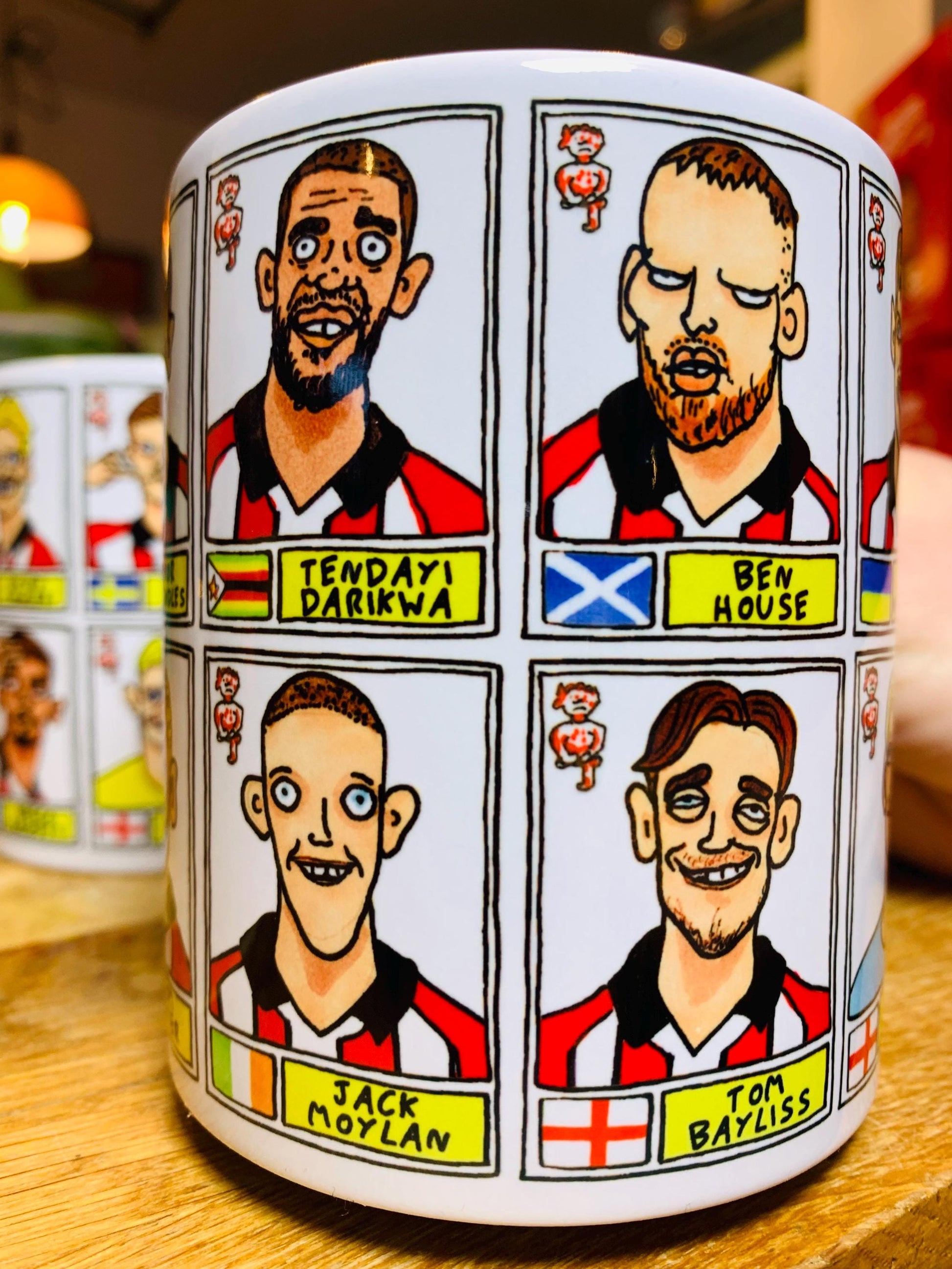 Lincoln City Vol 2 - Imps Going Up 25/26 No Score Draws Mug Set - Set of TWO DIFFERENT 11oz Mugs with Wonky Doodles of LCFC's Promotion Side