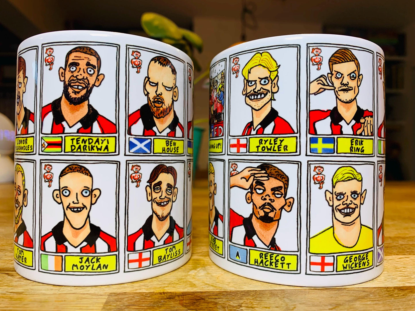 Lincoln City Vol 2 - Imps Going Up 25/26 No Score Draws Mug Set - Set of TWO DIFFERENT 11oz Mugs with Wonky Doodles of LCFC's Promotion Side