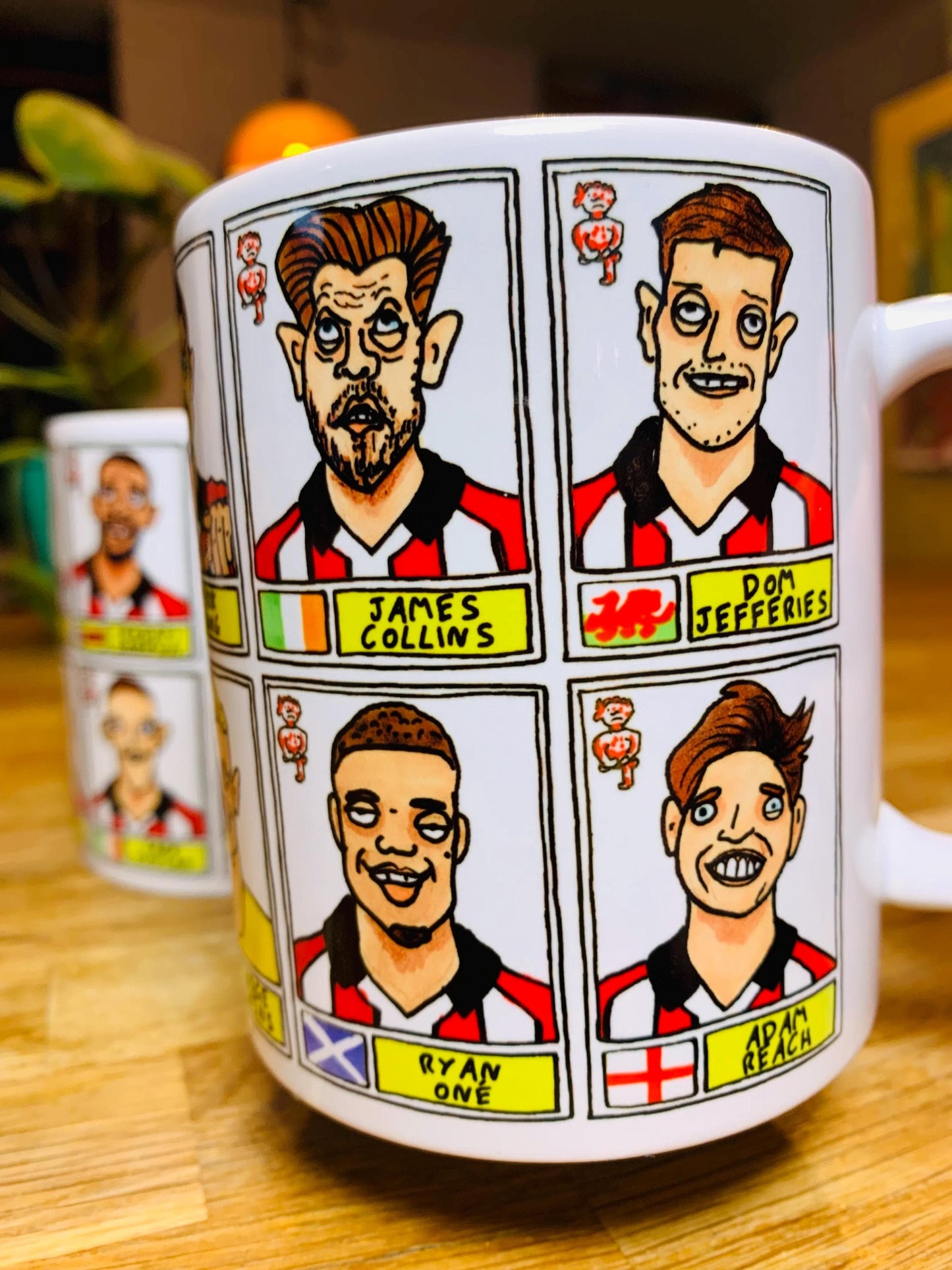 Lincoln City Vol 2 - Imps Going Up 25/26 No Score Draws Mug Set - Set of TWO DIFFERENT 11oz Mugs with Wonky Doodles of LCFC's Promotion Side